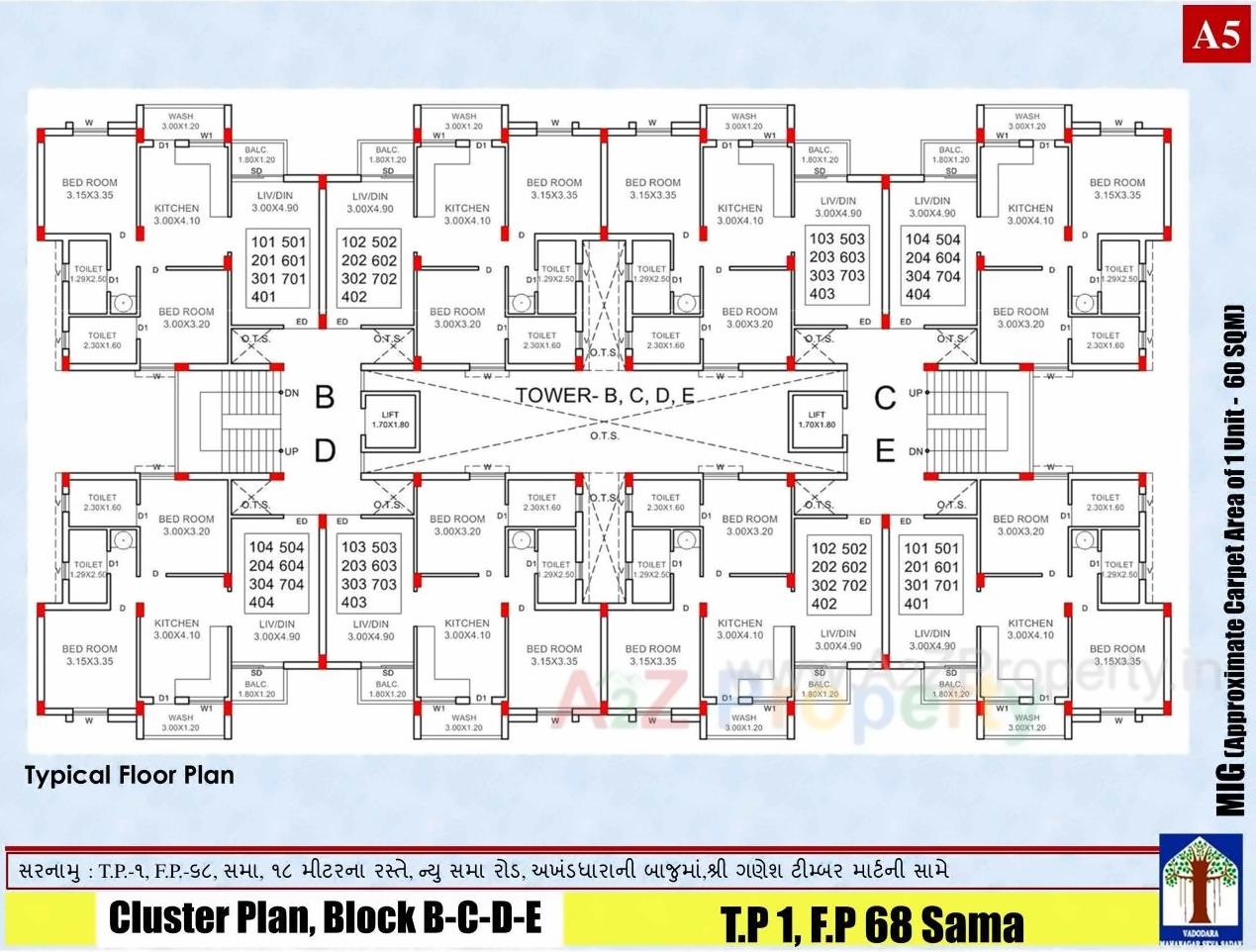 Layout of real estate project Mig Scheme Tp Fp located at Sama, Vadodara, Gujarat