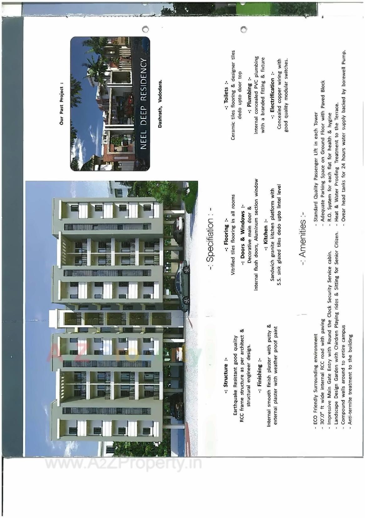 Layout of real estate project Neel Deep Tower located at Dasharath, Vadodara, Gujarat
