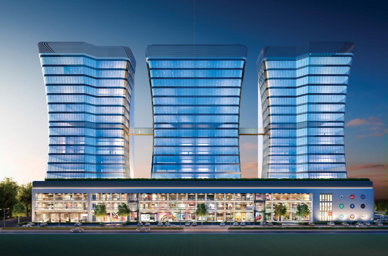 3D Elevation of real estate project Neptune Trion located at Subhanpura, Vadodara, Gujarat