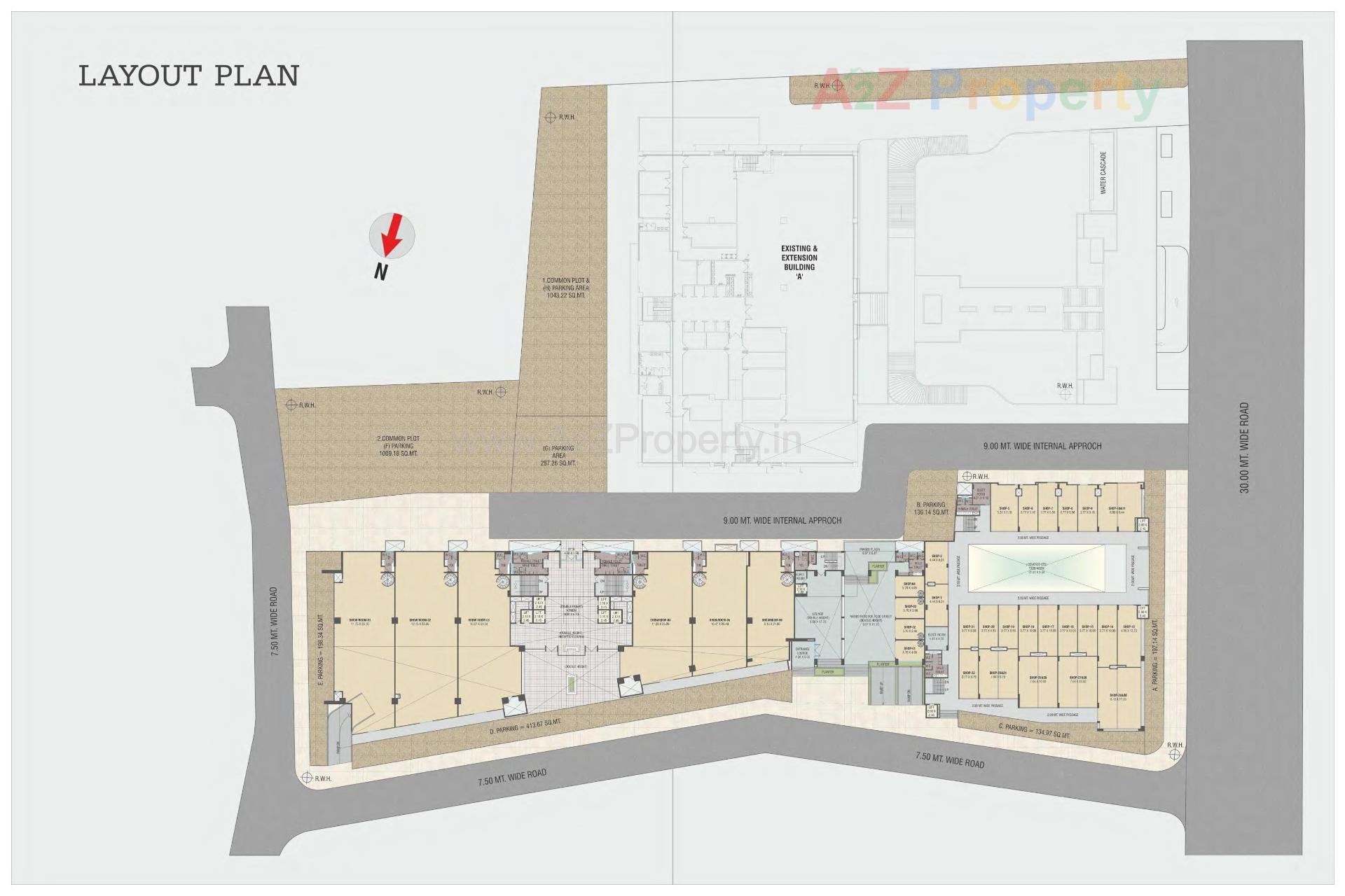 Layout of real estate project Nilamber Corporate Park located at Vasna, Vadodara, Gujarat