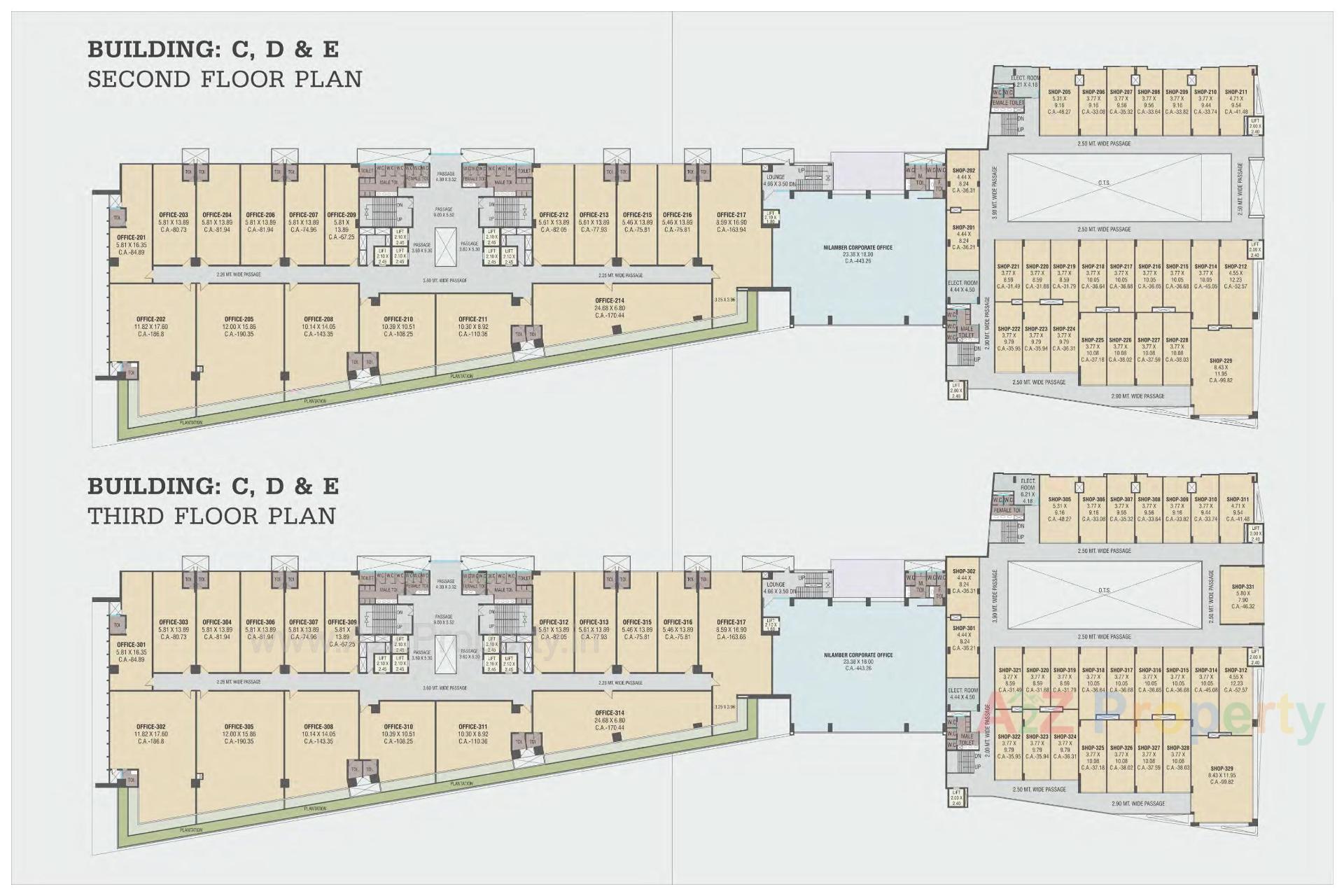 Layout of real estate project Nilamber Corporate Park located at Vasna, Vadodara, Gujarat