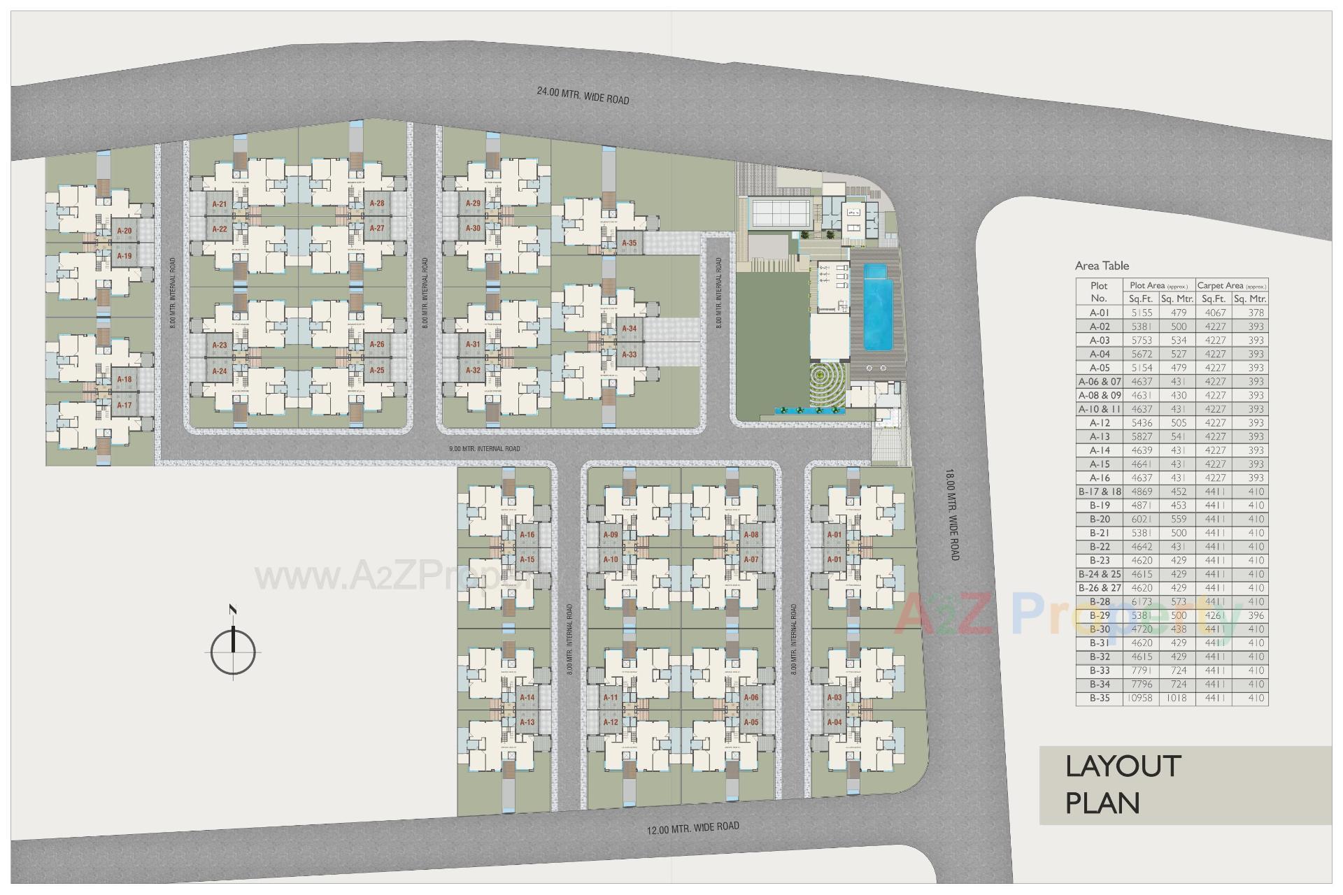 Layout of real estate project Nilamber Grandiour Ii located at Bhayli, Vadodara, Gujarat