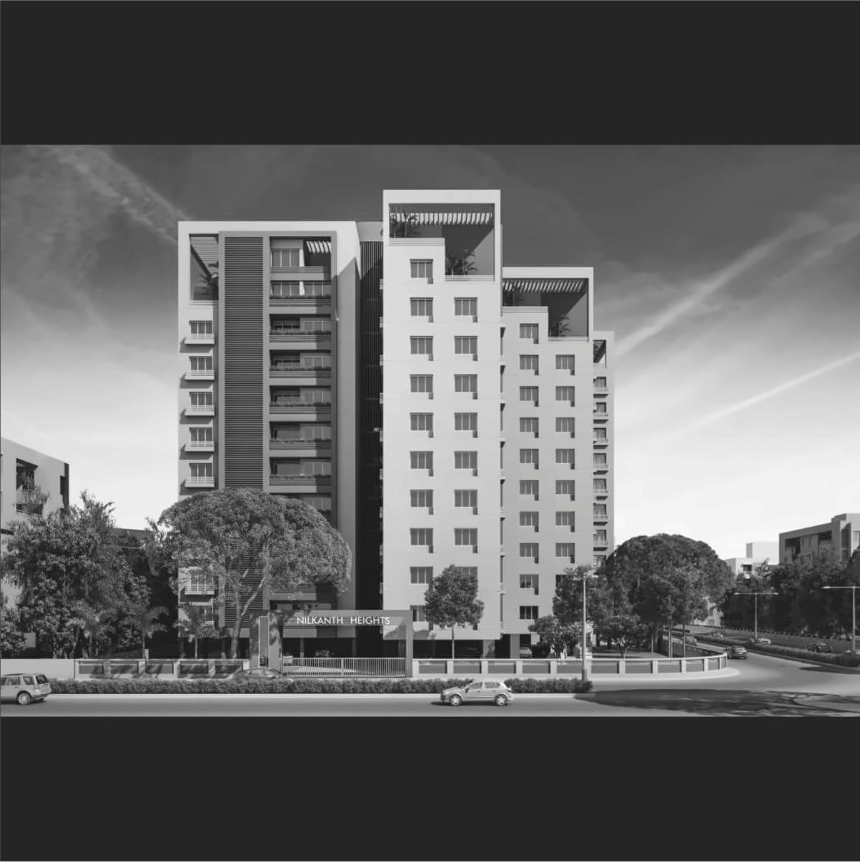 3D Elevation of real estate project Nilkanth Heights located at Sevasi, Vadodara, Gujarat