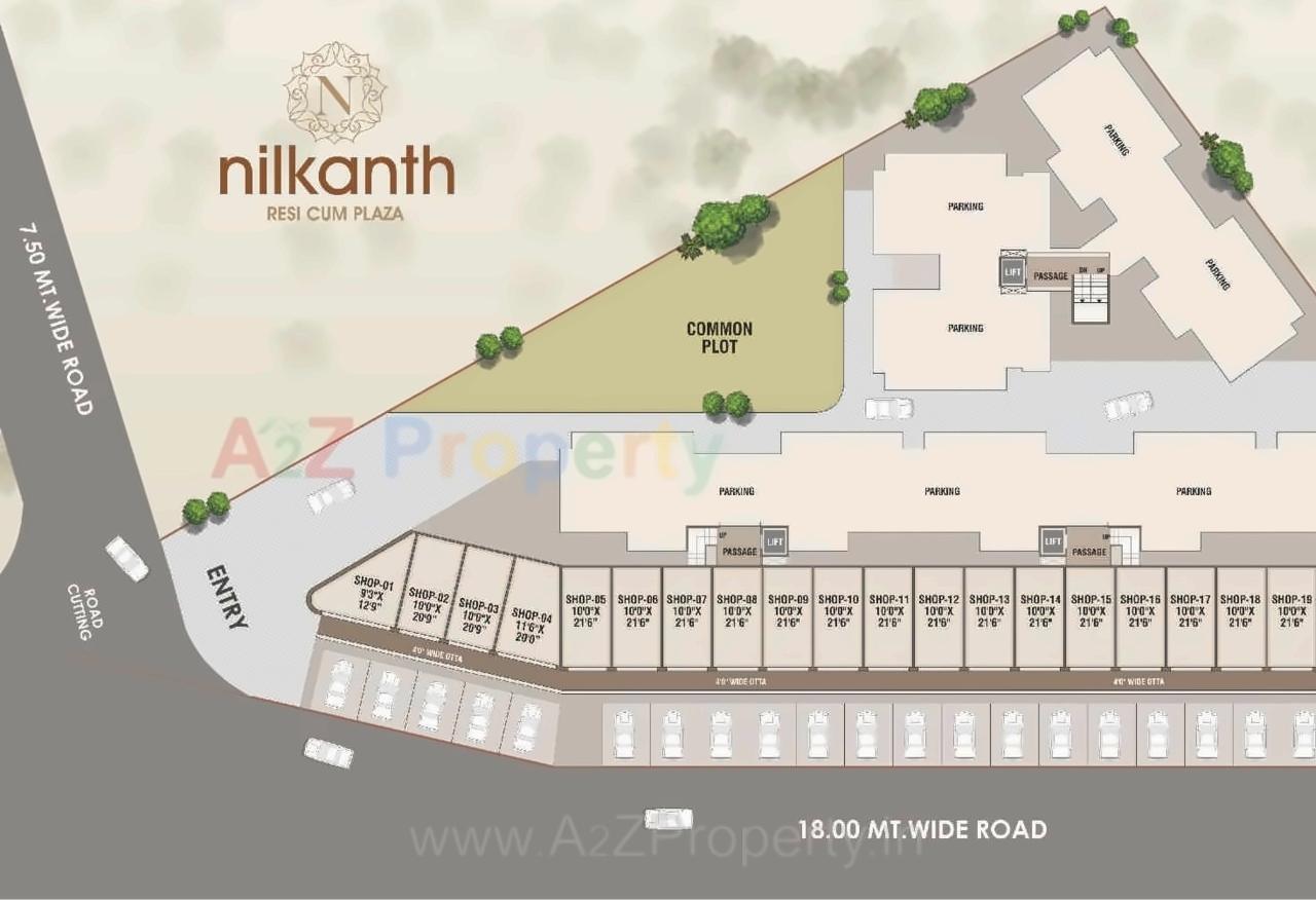 Layout of real estate project Nilkanth Resi Cum Plaza located at Danteshwar, Vadodara, Gujarat