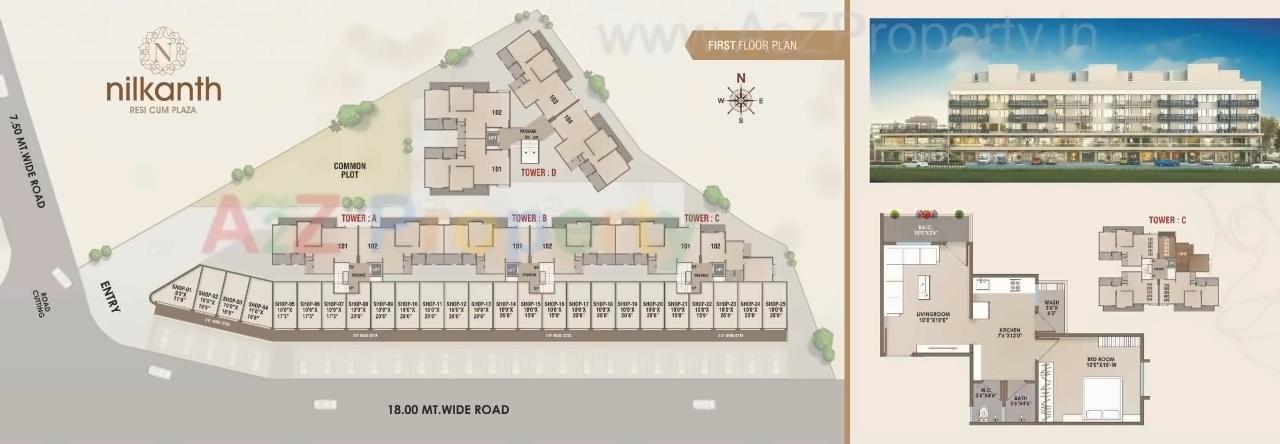 Layout of real estate project Nilkanth Resi Cum Plaza located at Danteshwar, Vadodara, Gujarat