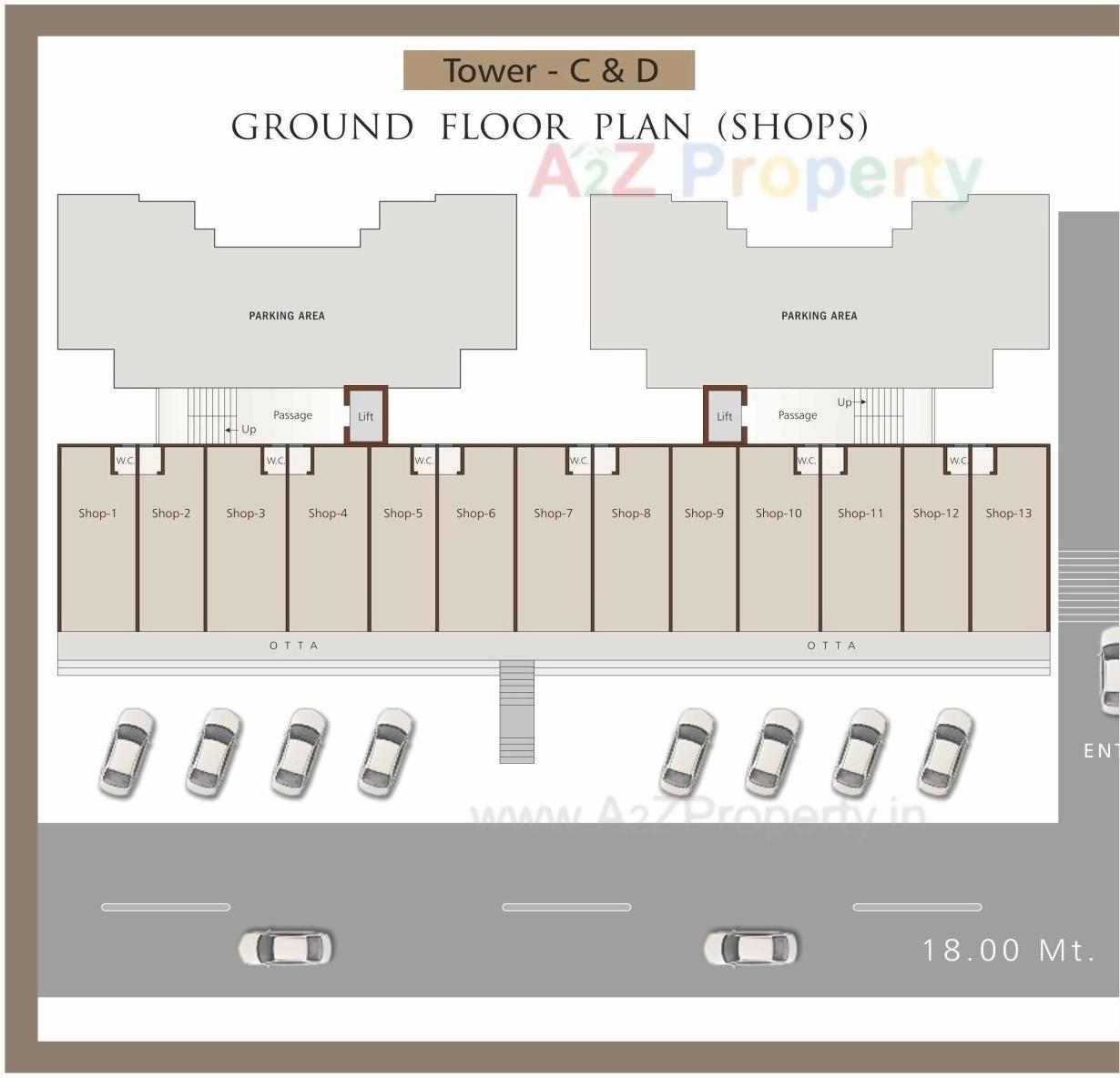 Layout of real estate project Madhav Resi Cum Plaza located at Sayajipura, Vadodara, Gujarat
