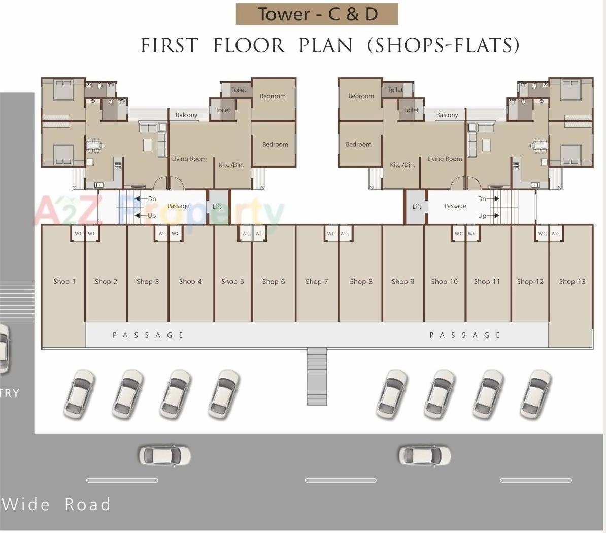 Layout of real estate project Madhav Resi Cum Plaza located at Sayajipura, Vadodara, Gujarat