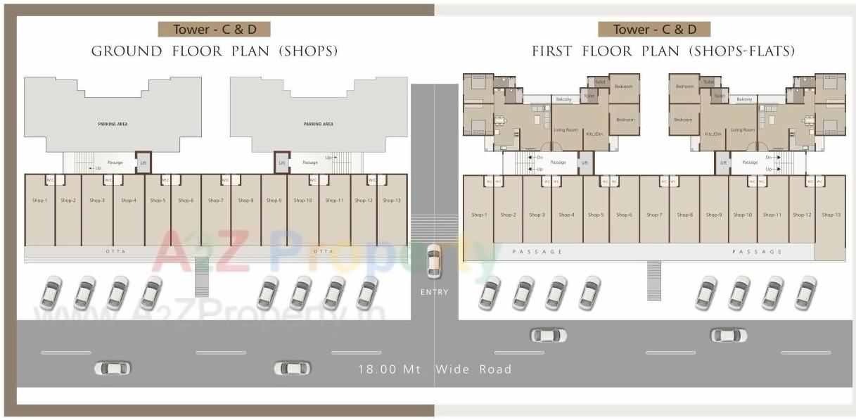 Layout of real estate project Madhav Resi Cum Plaza located at Sayajipura, Vadodara, Gujarat