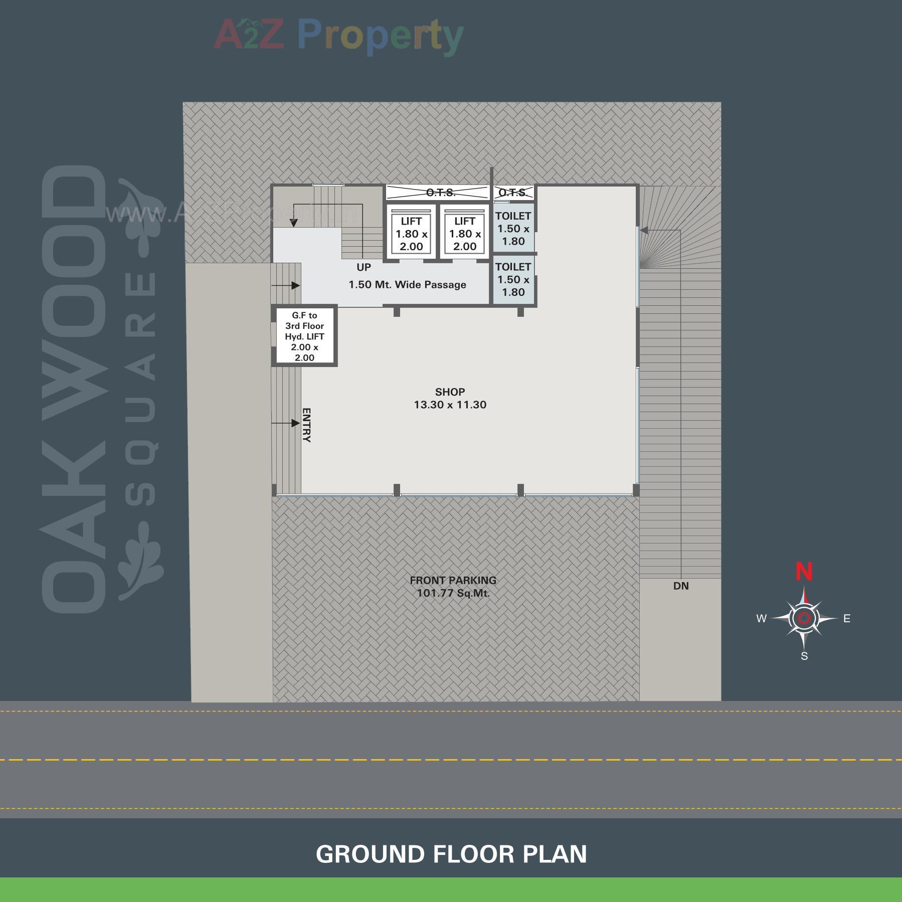 Layout of real estate project Oakwood Square located at Nagarwada, Vadodara, Gujarat