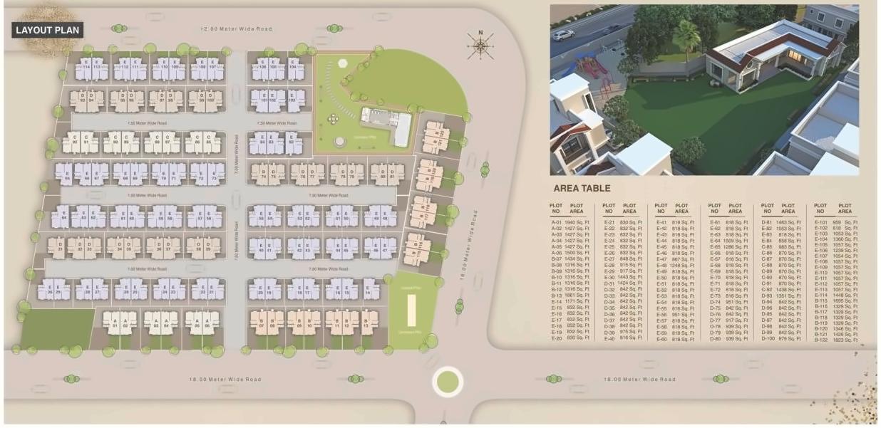 Layout of real estate project Om Bungalows located at Kapurai, Vadodara, Gujarat