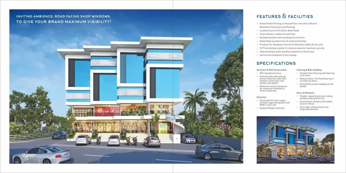 3D Elevation of real estate project Om Plaza located at Akota, Vadodara, Gujarat