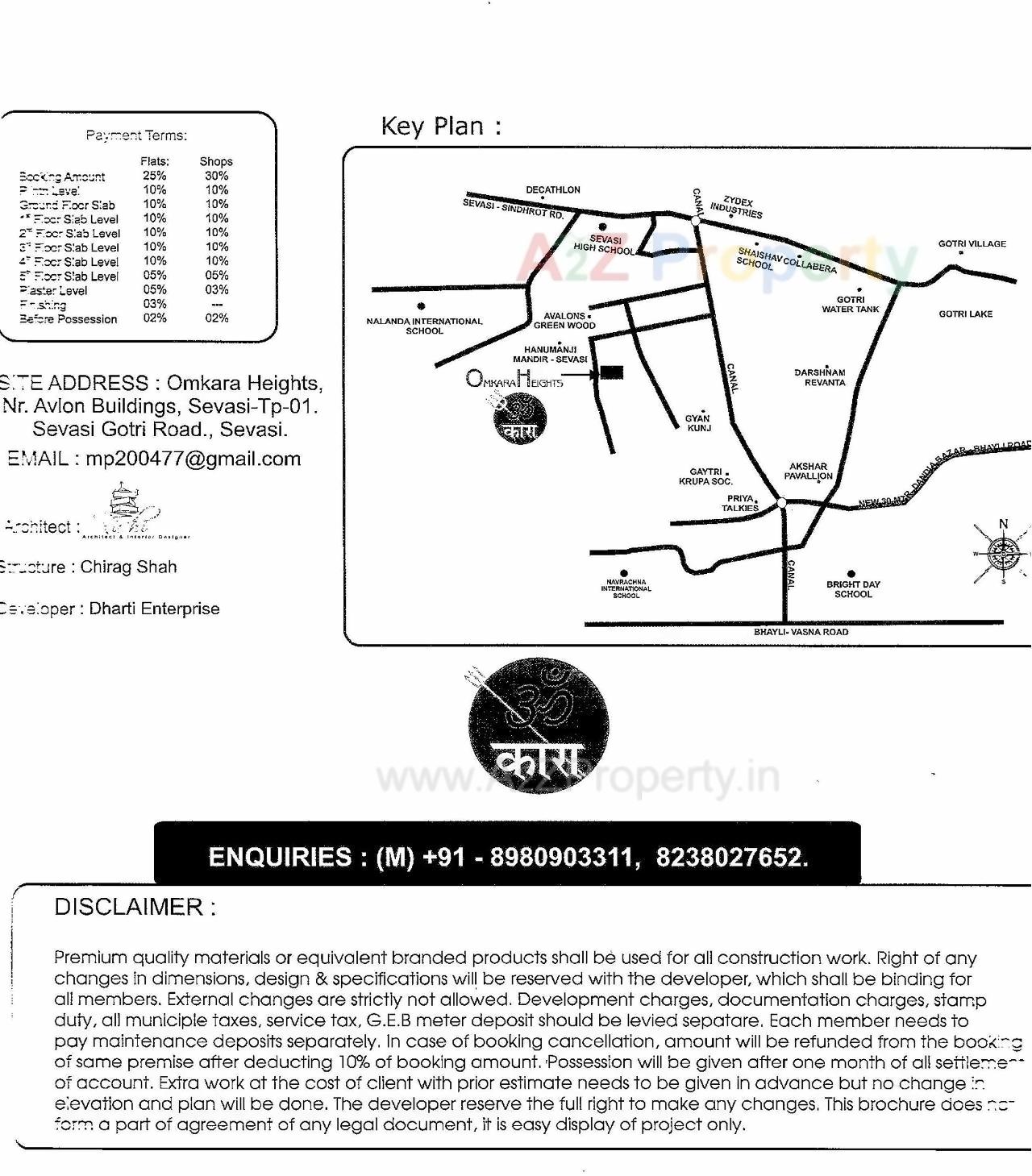  of real estate project Omkara Heights located at Sevasi, Vadodara, Gujarat
