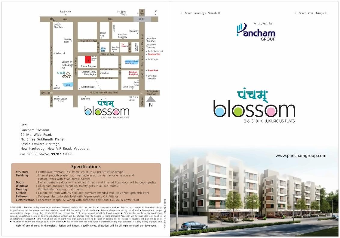  of real estate project Pancham Blossom located at Sayajipura, Vadodara, Gujarat