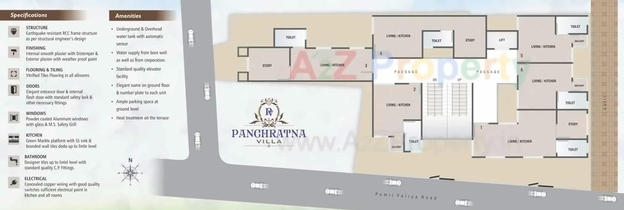 Layout of real estate project Panchratna Villa located at Wadi, Vadodara, Gujarat