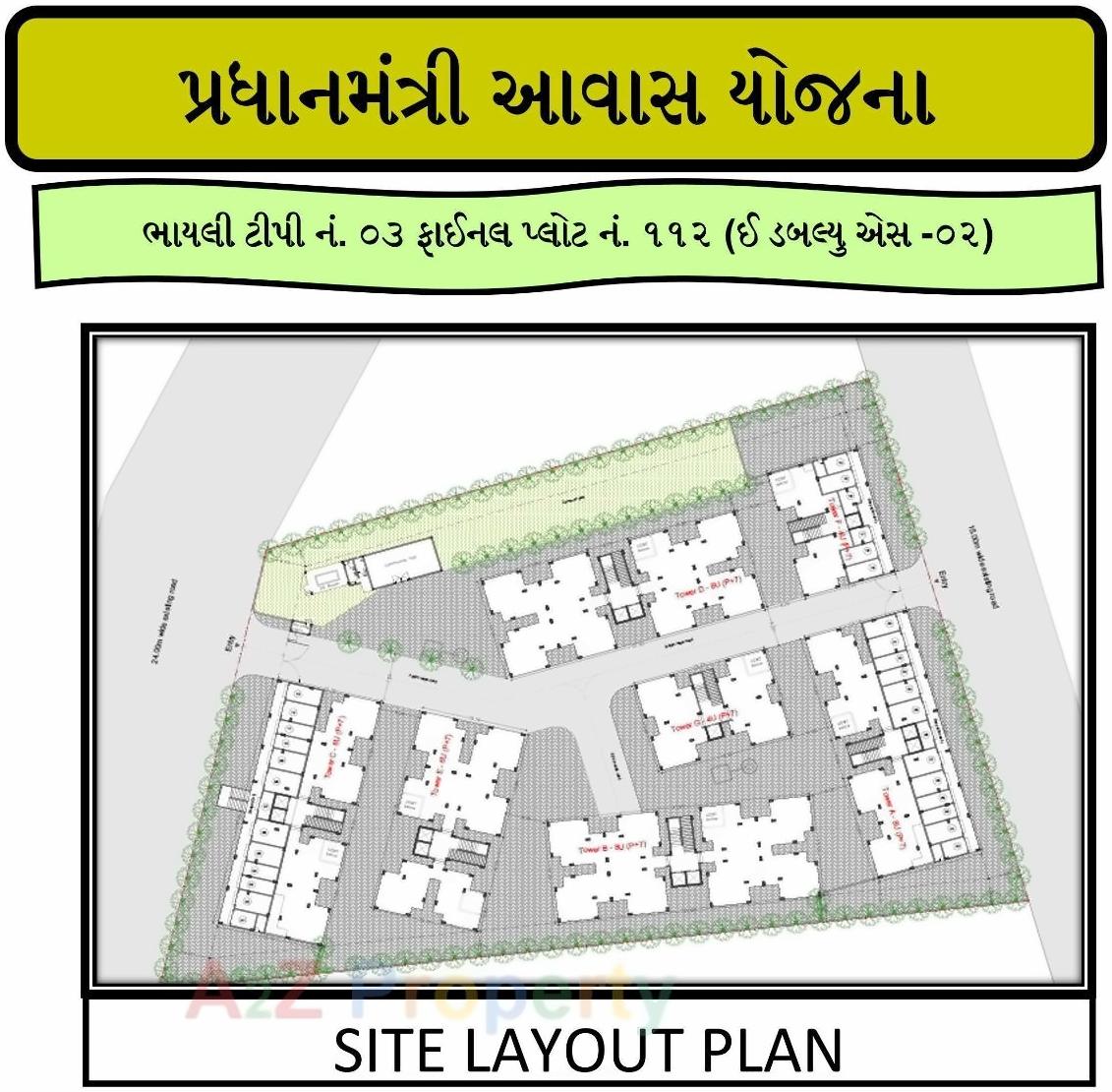 Layout of real estate project Pmay Bhayli 318 Ews Fp 1 located at Bhayli, Vadodara, Gujarat