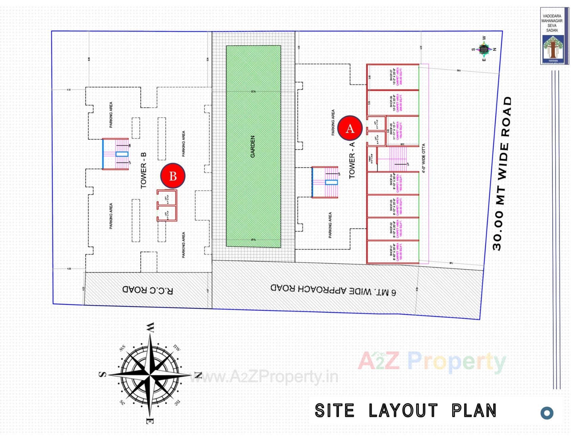 Layout of real estate project Pmay, Ews 2, Tp 02, Fp 105, Subhanpura located at Subhanpura, Vadodara, Gujarat
