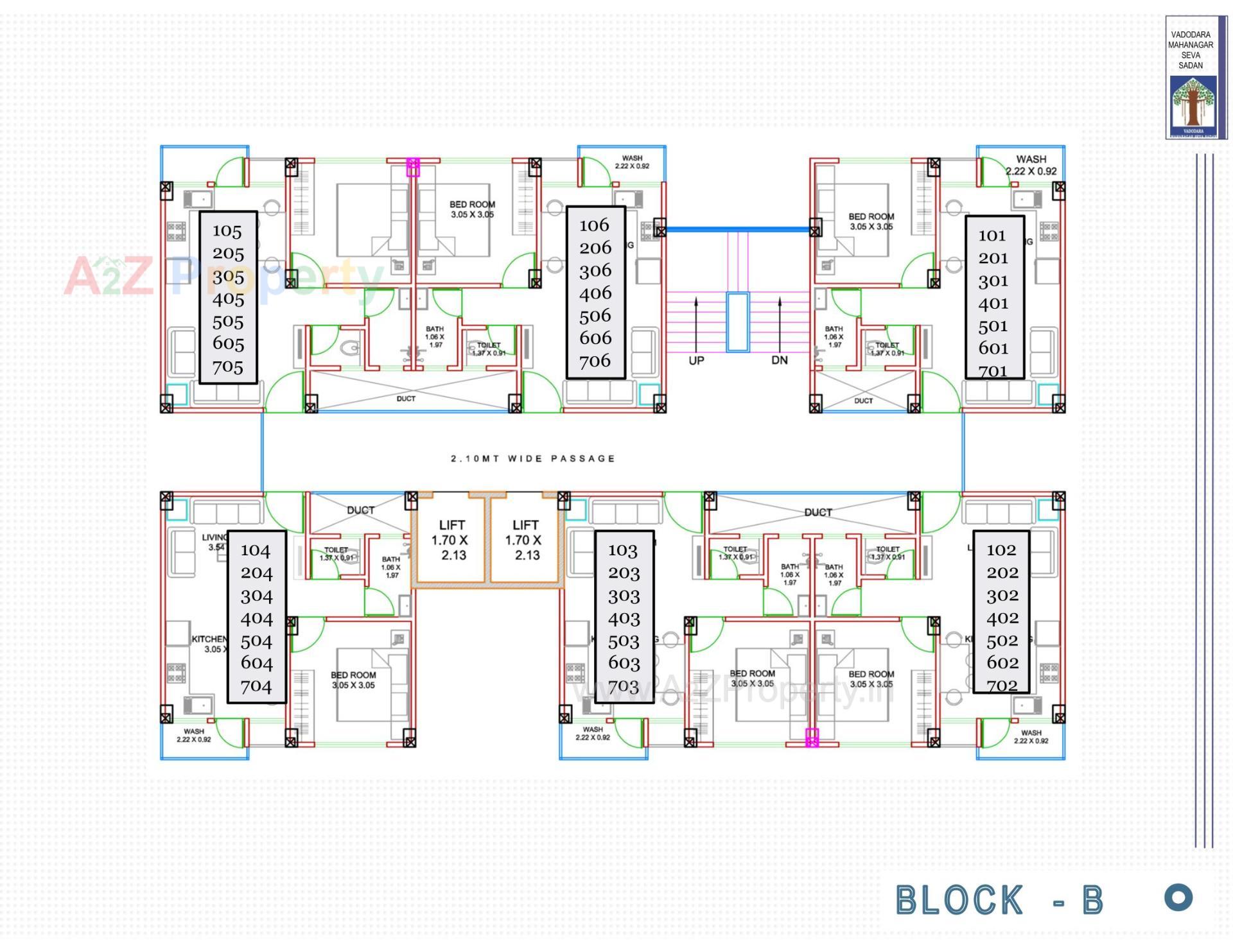 Layout of real estate project Pmay, Ews 2, Tp 02, Fp 105, Subhanpura located at Subhanpura, Vadodara, Gujarat