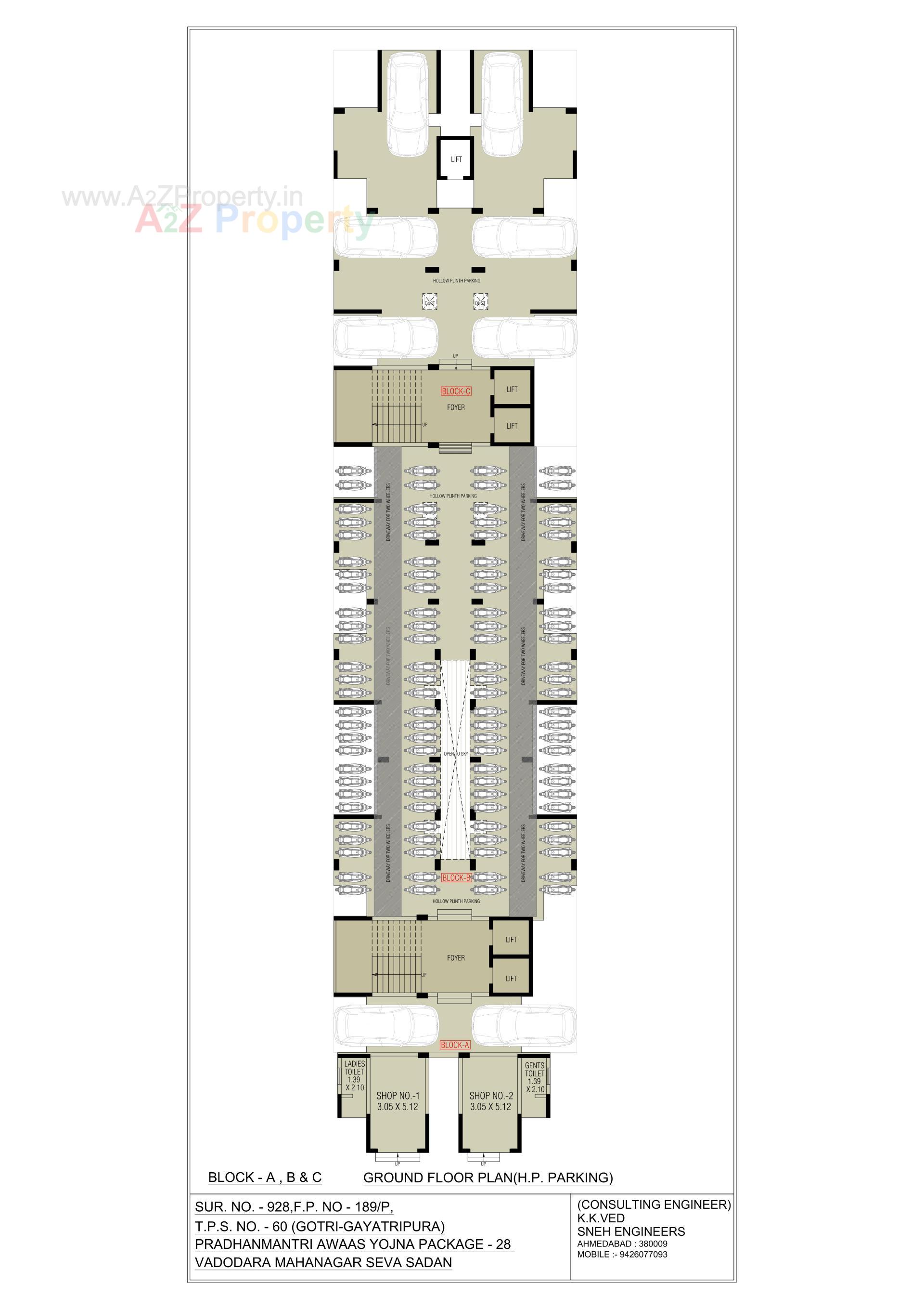 Layout of real estate project Pmay, Ews, Tp 60, Fp 189, Gotri located at Gotri, Vadodara, Gujarat