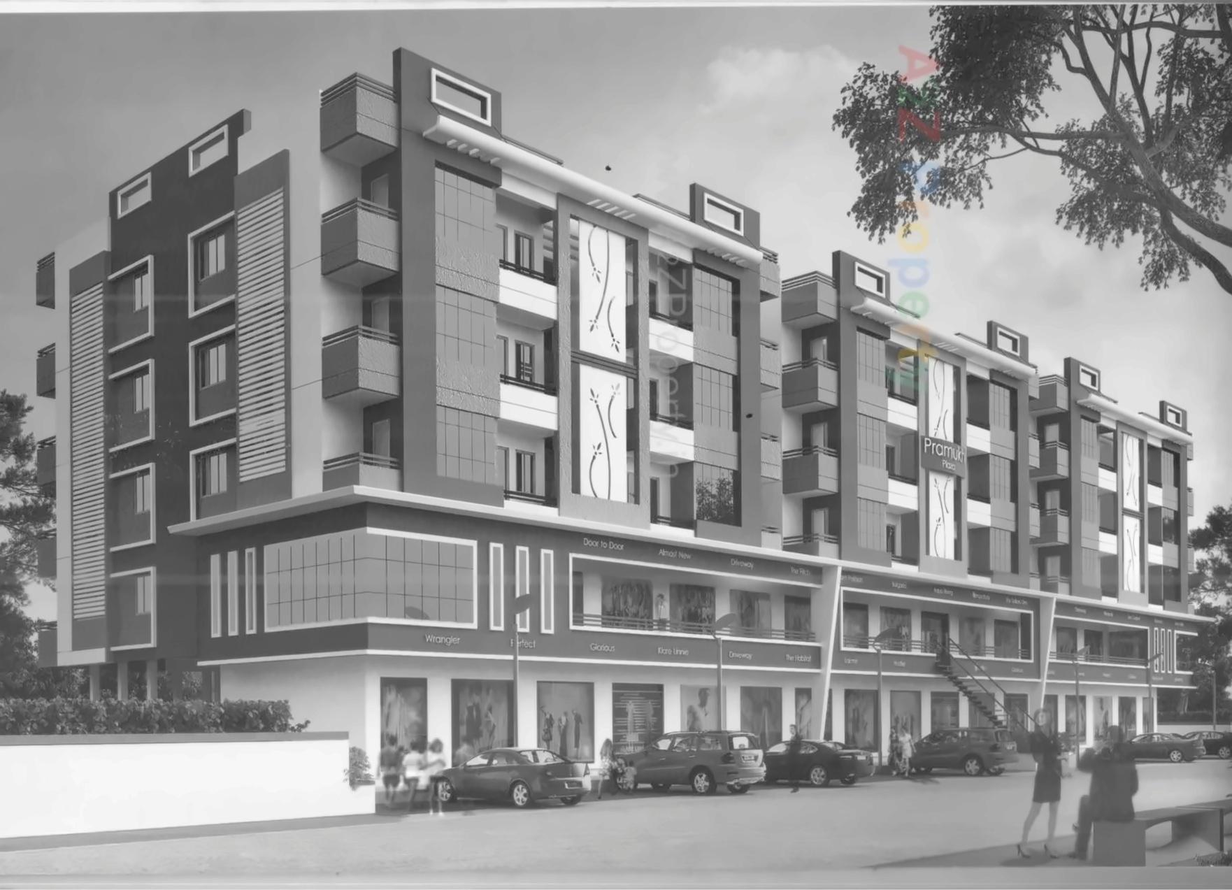 3D Elevation of real estate project Pramukh Plaza located at Jambuva, Vadodara, Gujarat