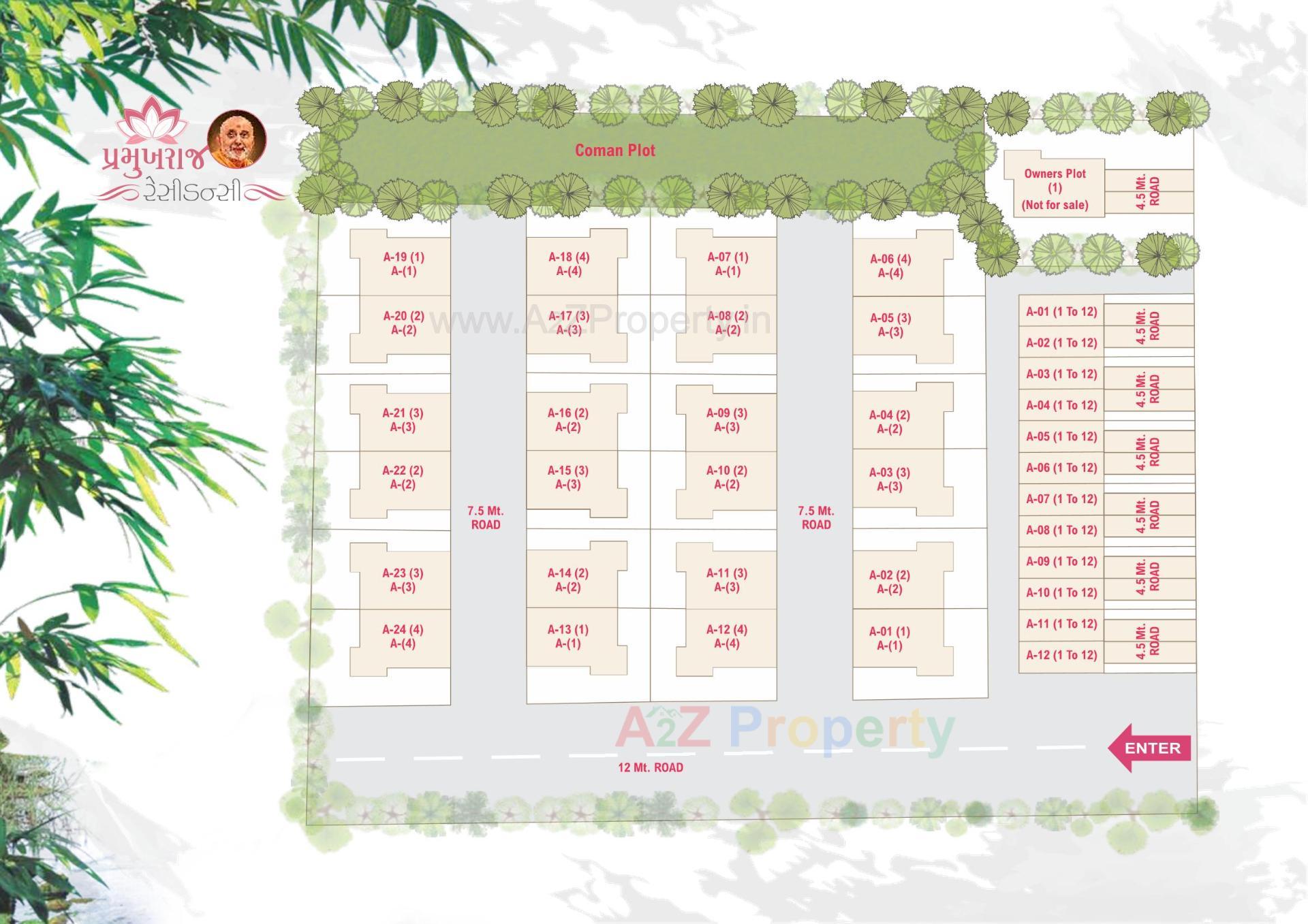 Layout of real estate project Pramukhraj Residency located at Karjan, Vadodara, Gujarat