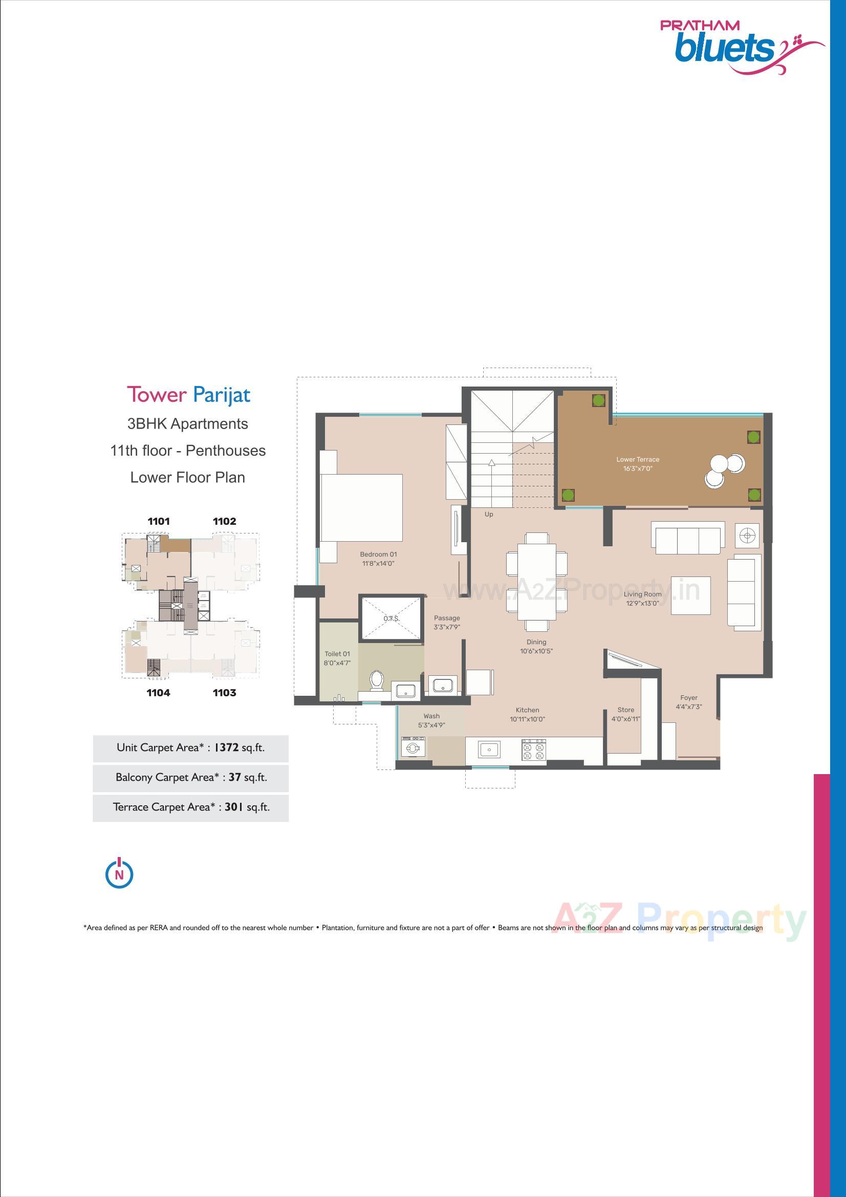Layout of real estate project Pratham Bluets located at Gotri, Vadodara, Gujarat
