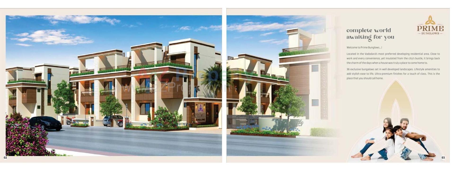 3D Elevation of real estate project Prime Bunglows located at Shripor-timbi, Vadodara, Gujarat