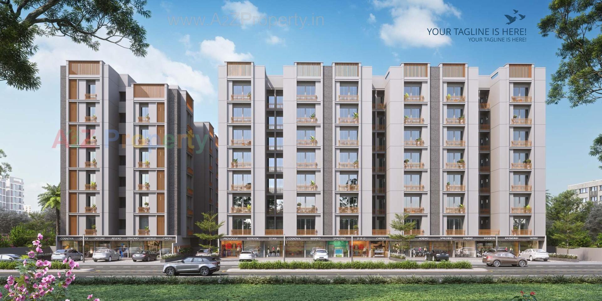 3D Elevation of real estate project Pushpak Skyline located at Tarsali, Vadodara, Gujarat