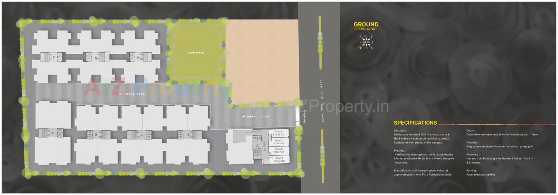 Layout of real estate project Pushpam Heights located at Vadodara, Vadodara, Gujarat