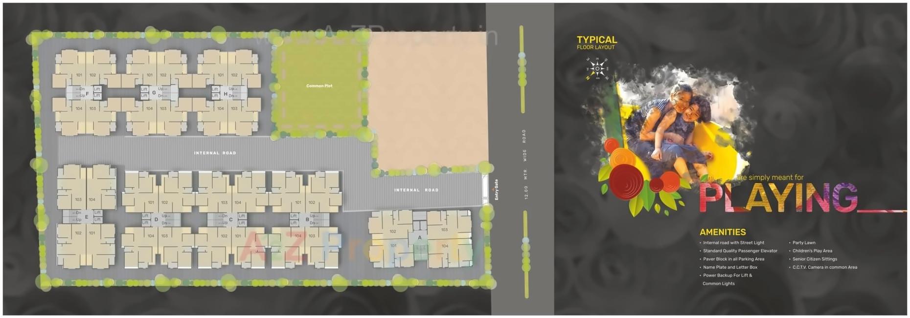 Layout of real estate project Pushpam Heights located at Vadodara, Vadodara, Gujarat