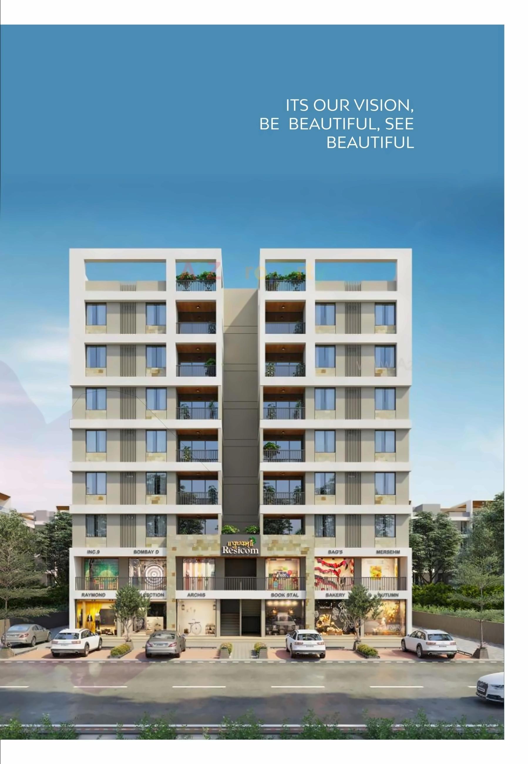 3D Elevation of real estate project Pushpam Resicom located at Tarsali, Vadodara, Gujarat