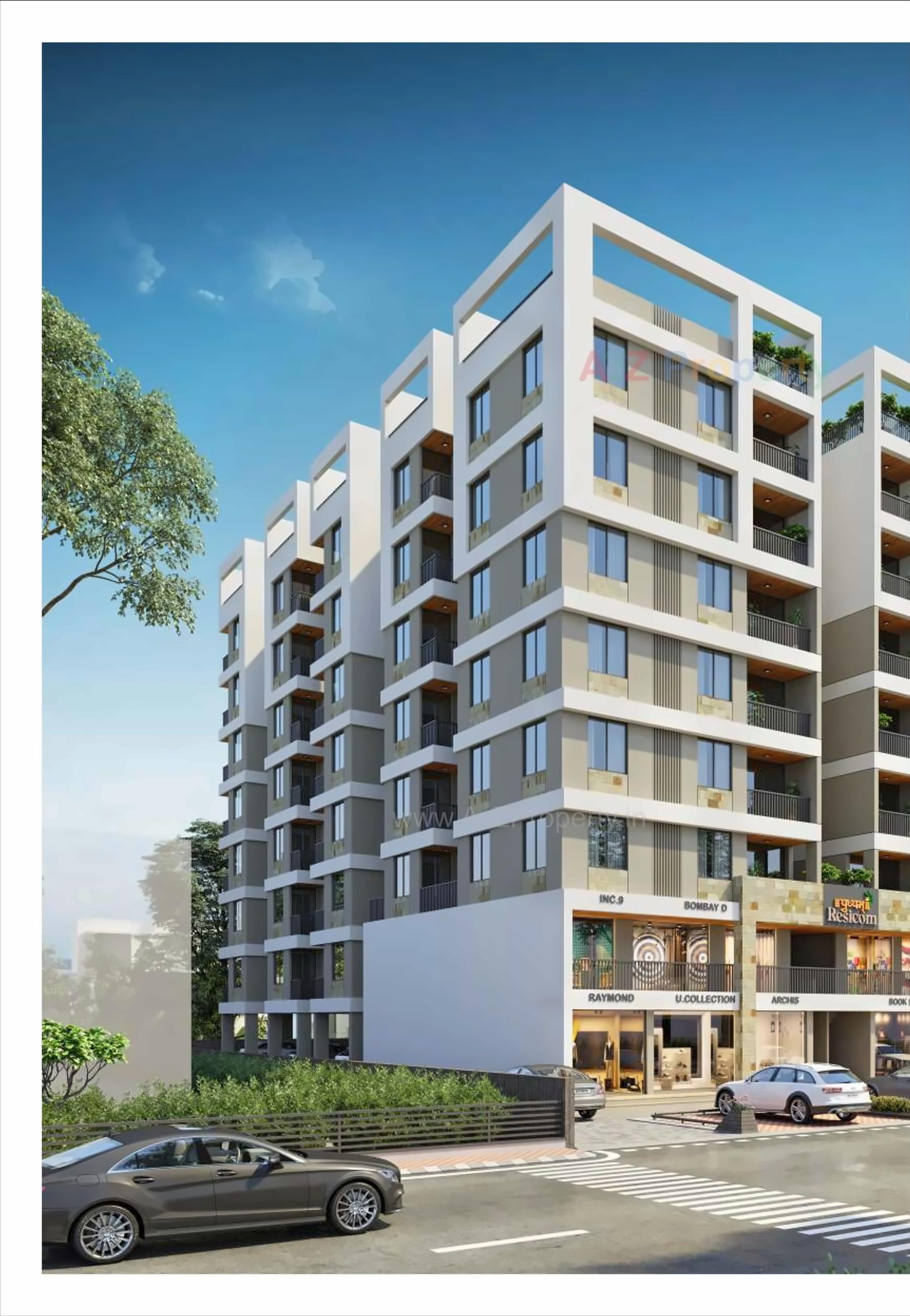 3D Elevation of real estate project Pushpam Resicom located at Tarsali, Vadodara, Gujarat