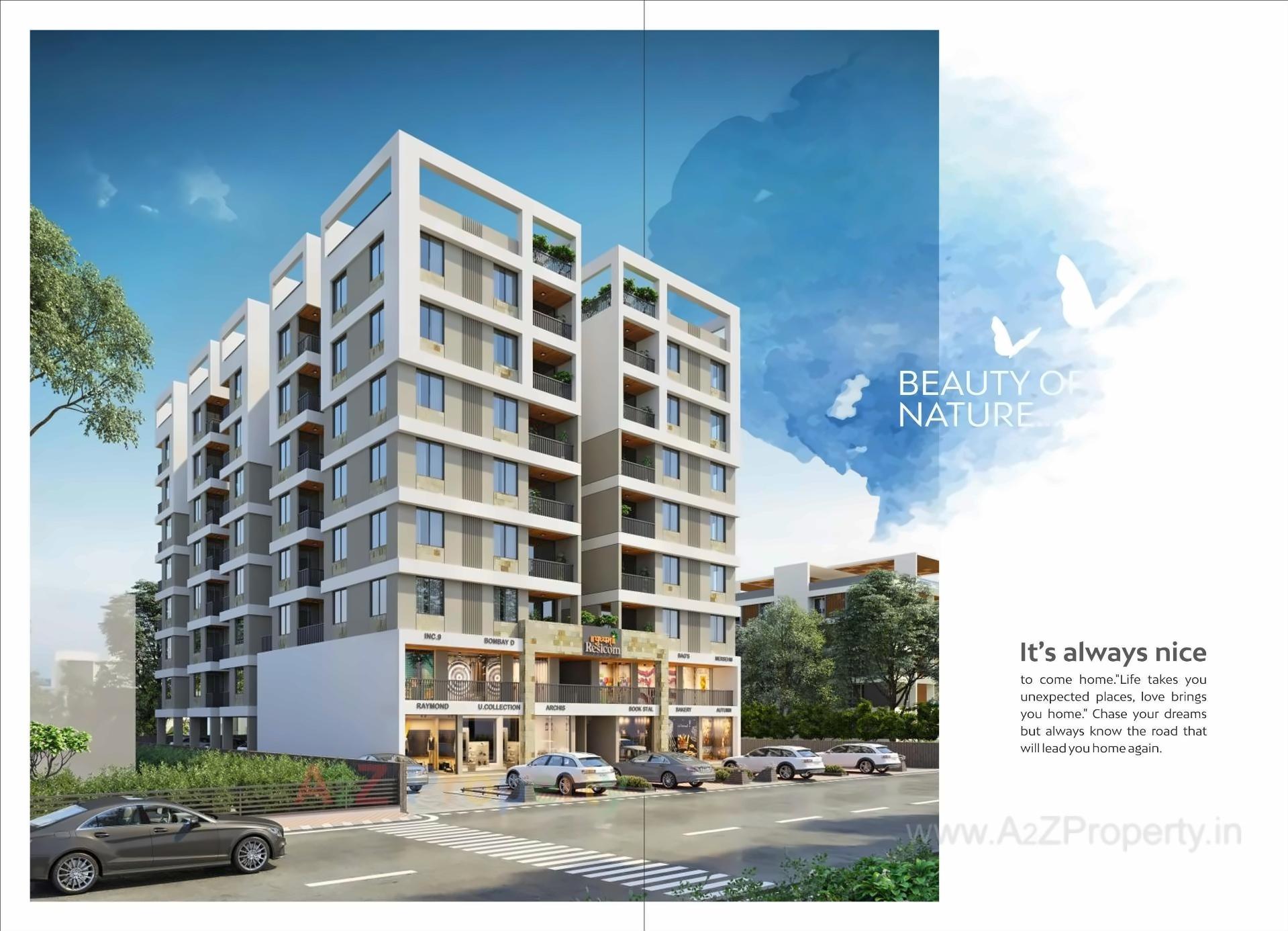 3D Elevation of real estate project Pushpam Resicom located at Tarsali, Vadodara, Gujarat