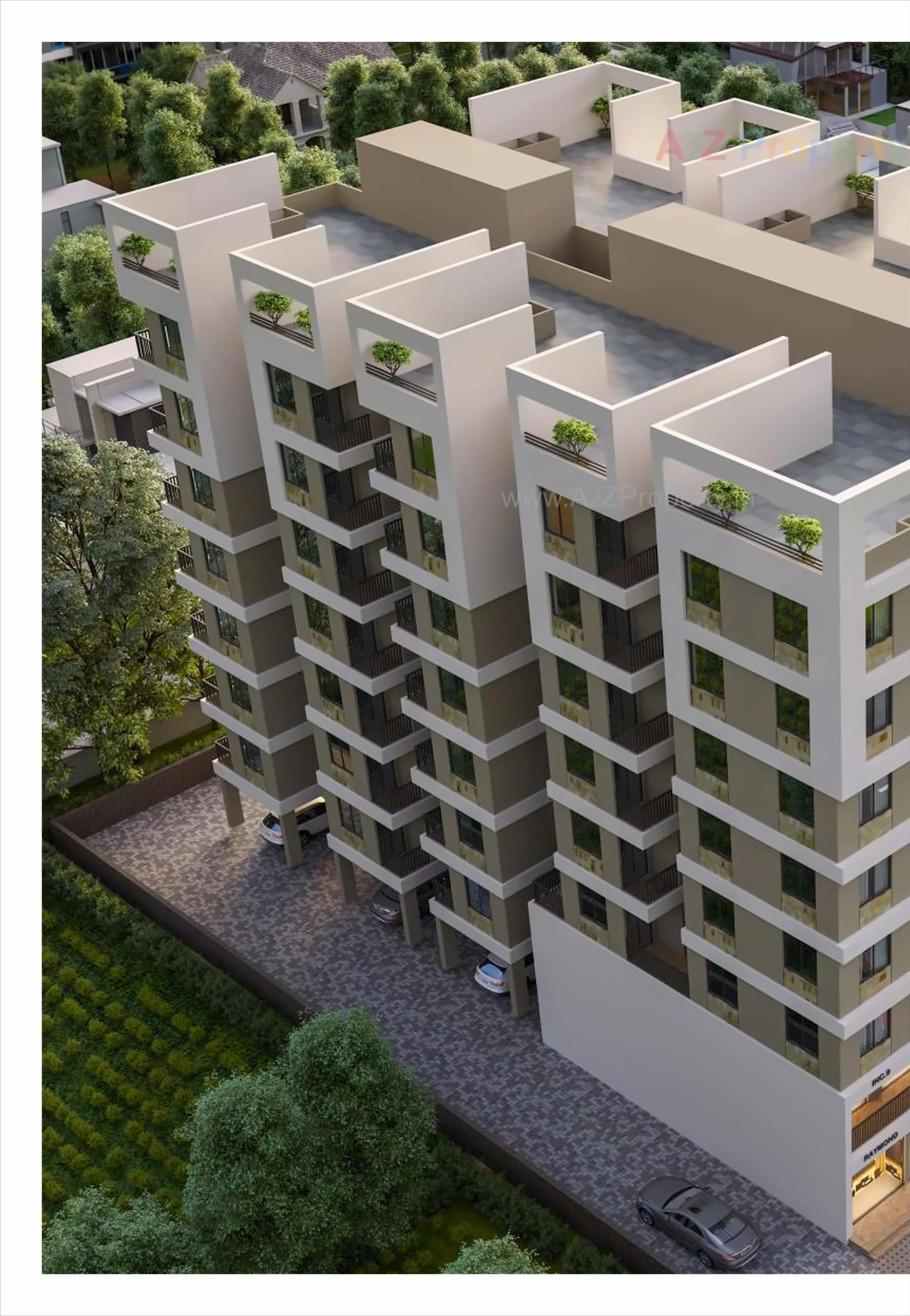 3D Elevation of real estate project Pushpam Resicom located at Tarsali, Vadodara, Gujarat