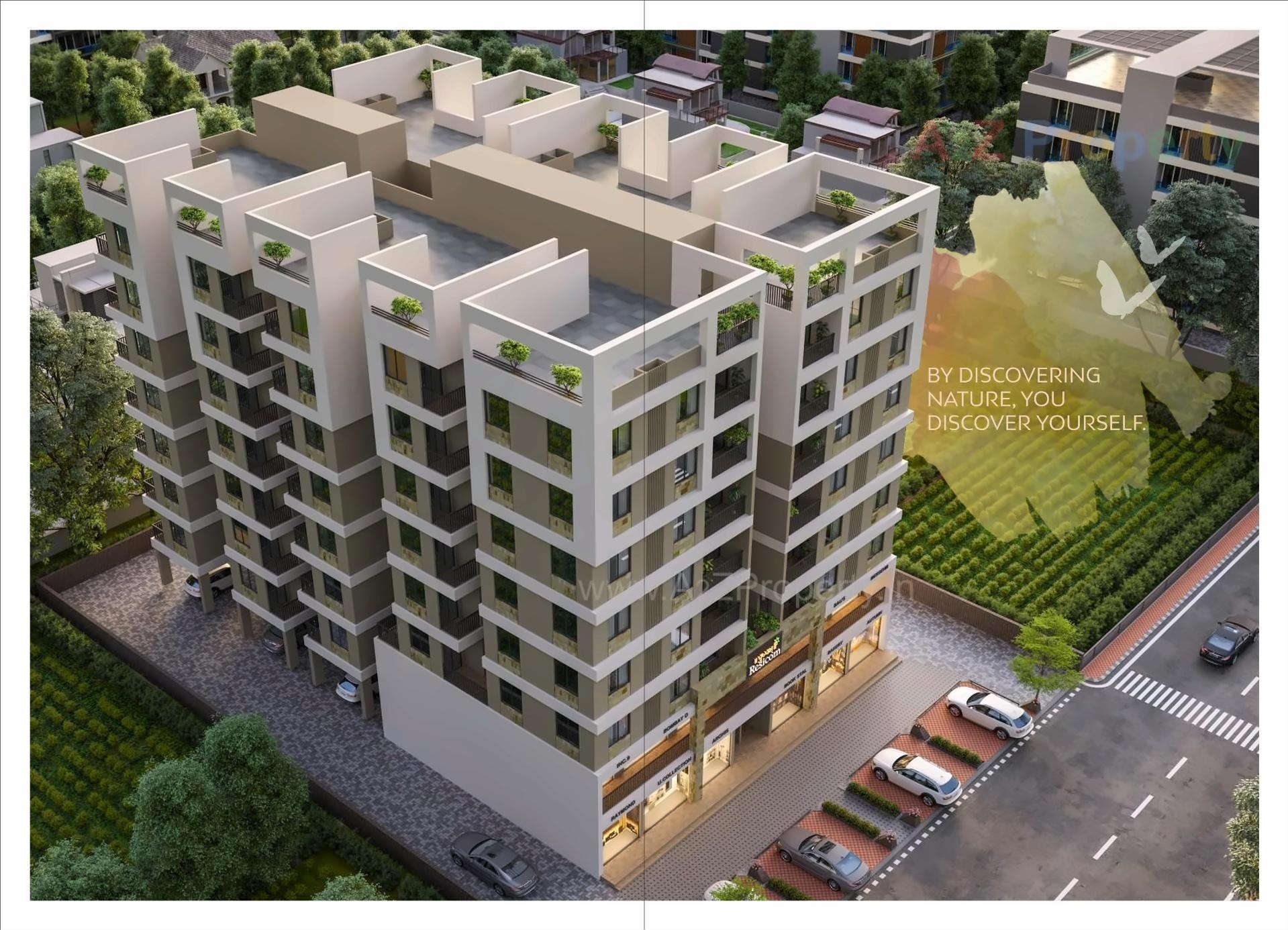 3D Elevation of real estate project Pushpam Resicom located at Tarsali, Vadodara, Gujarat