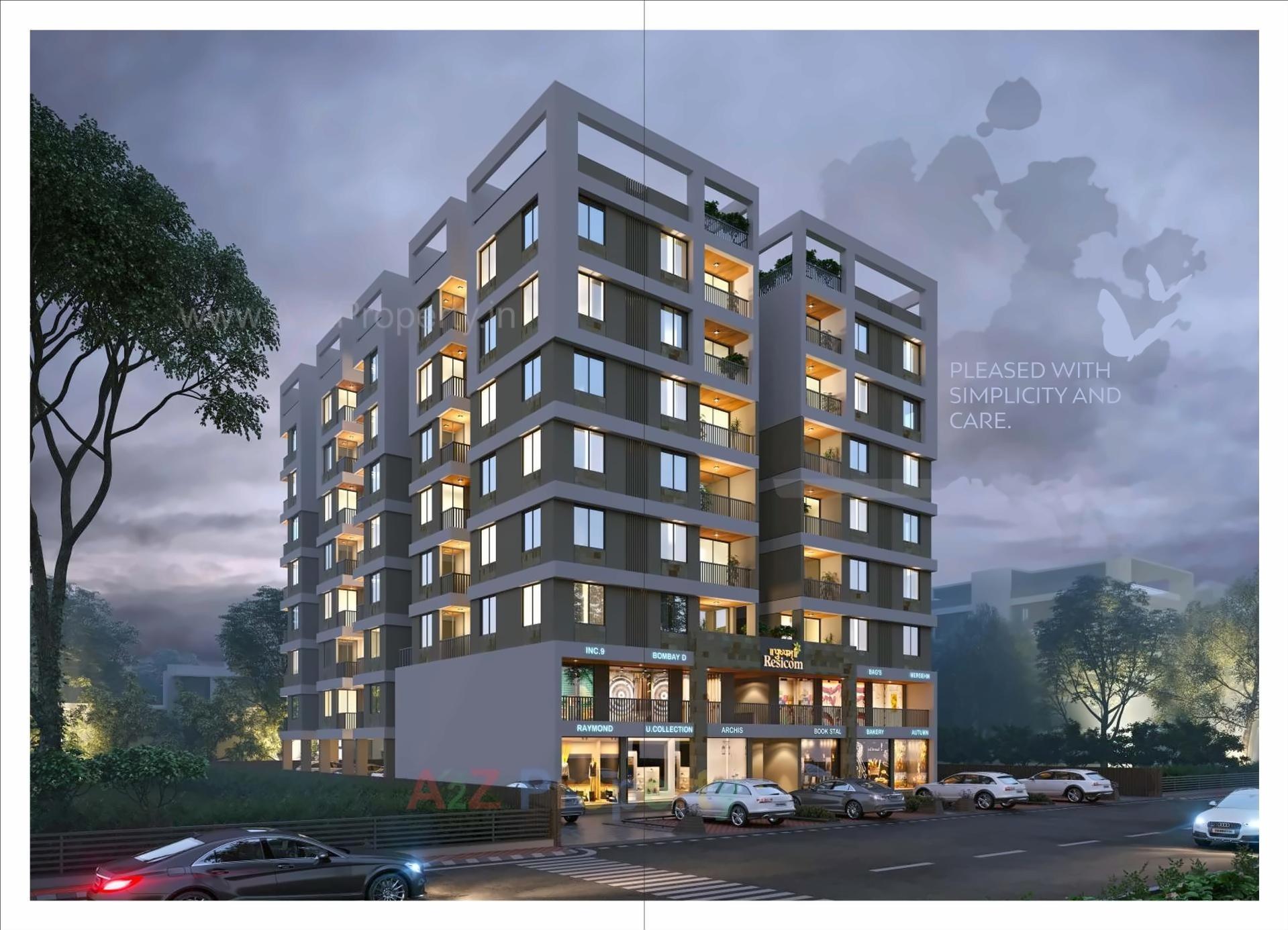 3D Elevation of real estate project Pushpam Resicom located at Tarsali, Vadodara, Gujarat