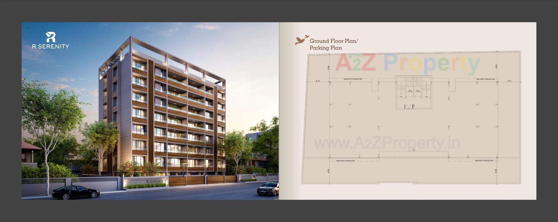 3D Elevation of real estate project R Serenity located at Jetalpur, Vadodara, Gujarat