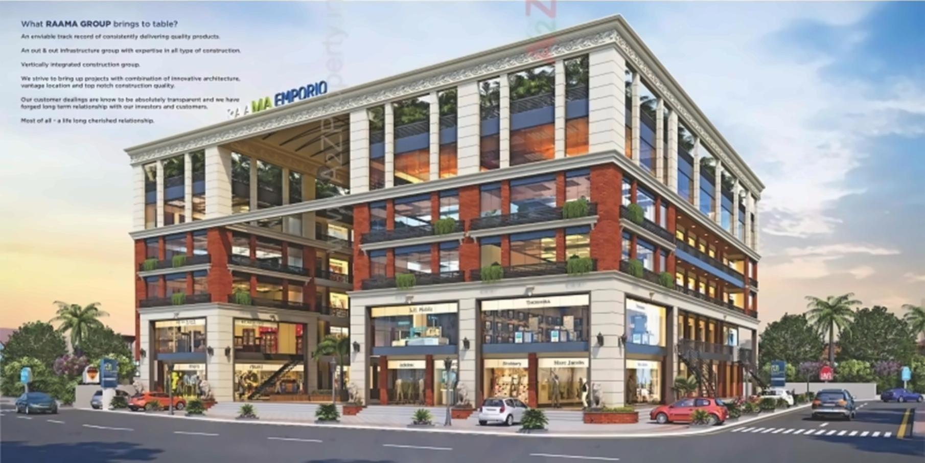 3D Elevation of real estate project Raama Emporio located at Sevasi, Vadodara, Gujarat