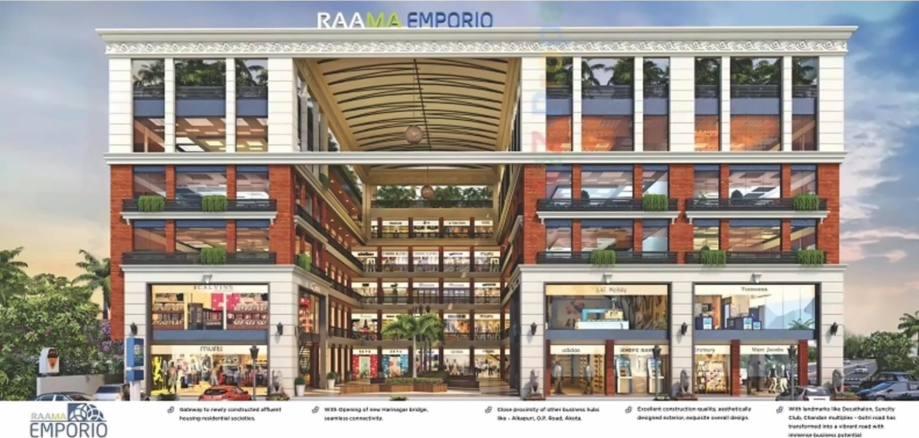 3D Elevation of real estate project Raama Emporio located at Sevasi, Vadodara, Gujarat