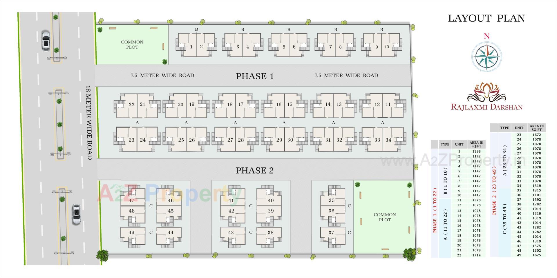 Layout of real estate project Rajlaxmi Darshan located at Ankhol, Vadodara, Gujarat