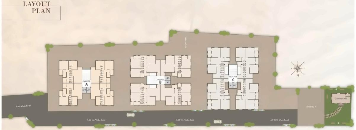 Layout of real estate project Ratnam Oasis located at Bapod, Vadodara, Gujarat