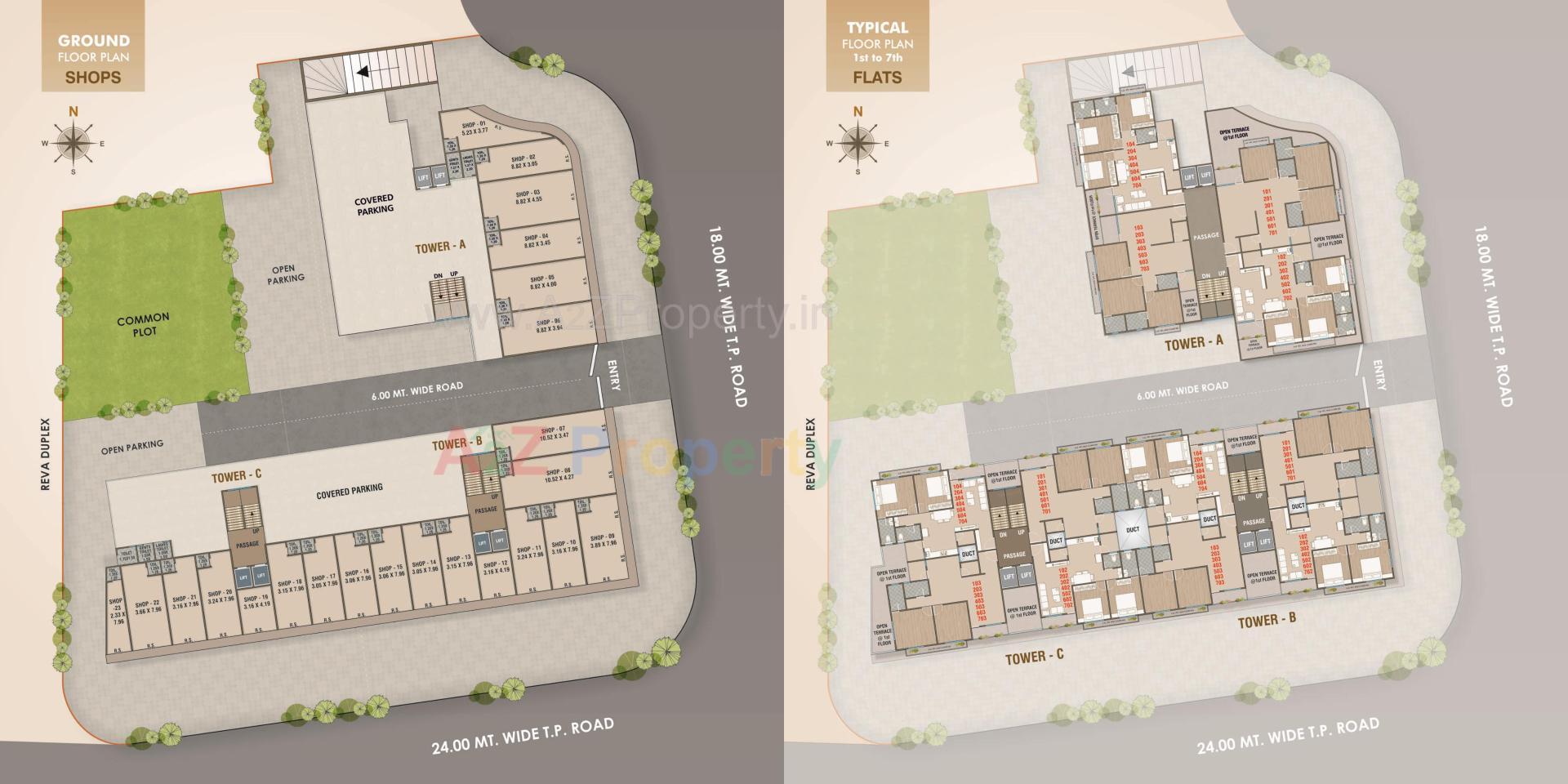 Layout of real estate project Reva Flats located at Ankhol, Vadodara, Gujarat