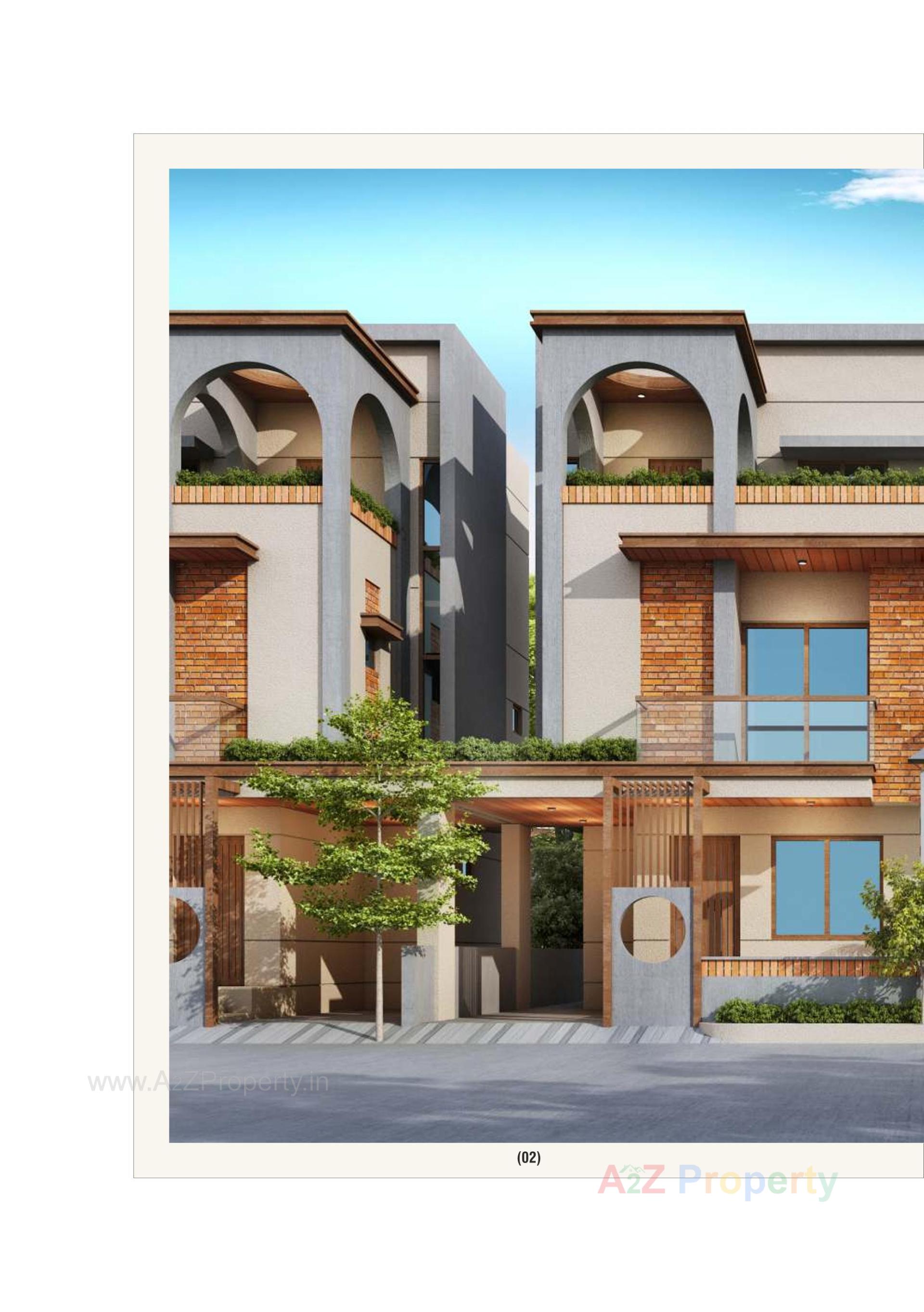 3D Elevation of real estate project Rhythm Bunglows located at Tarsali, Vadodara, Gujarat