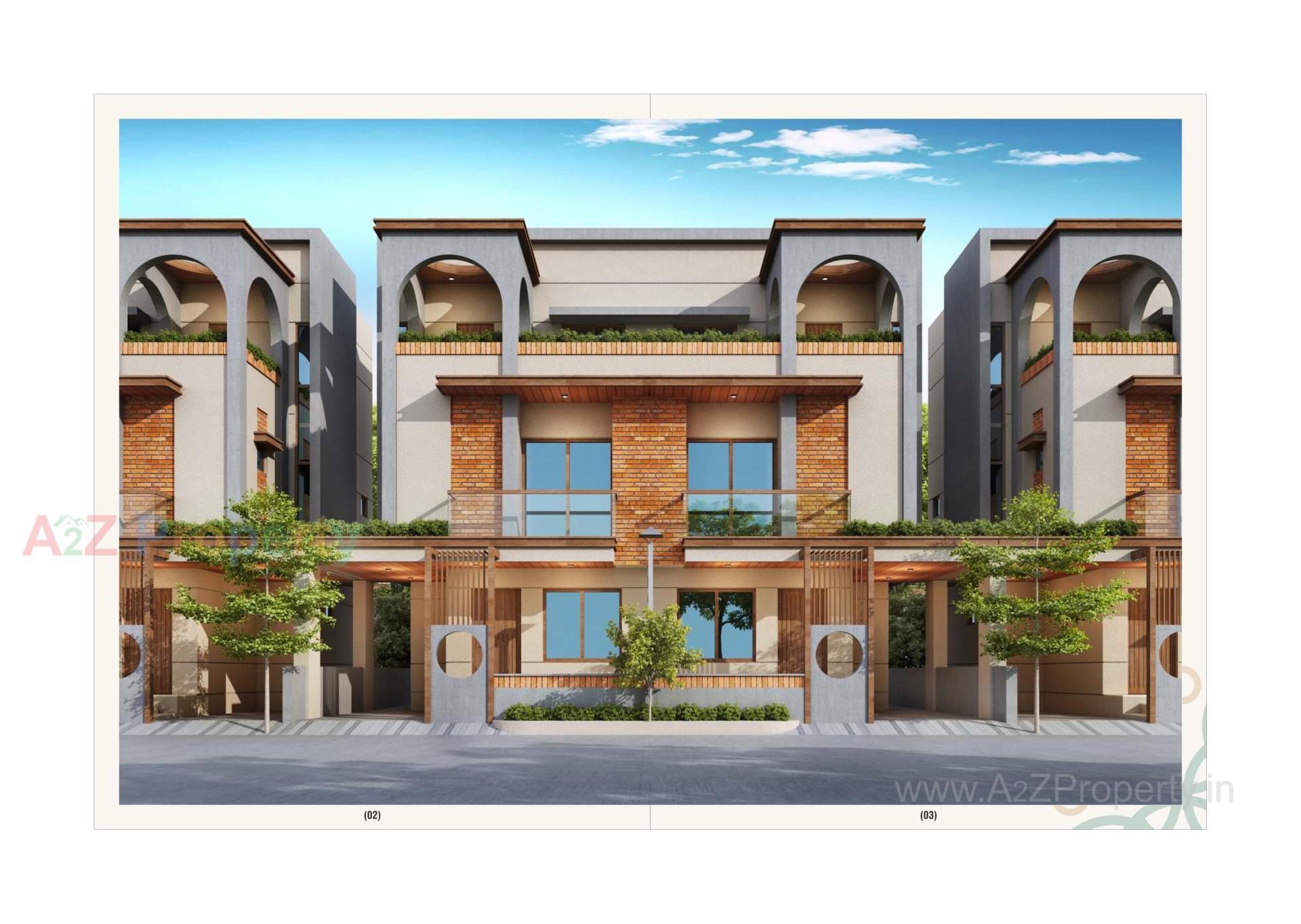 3D Elevation of real estate project Rhythm Bunglows located at Tarsali, Vadodara, Gujarat