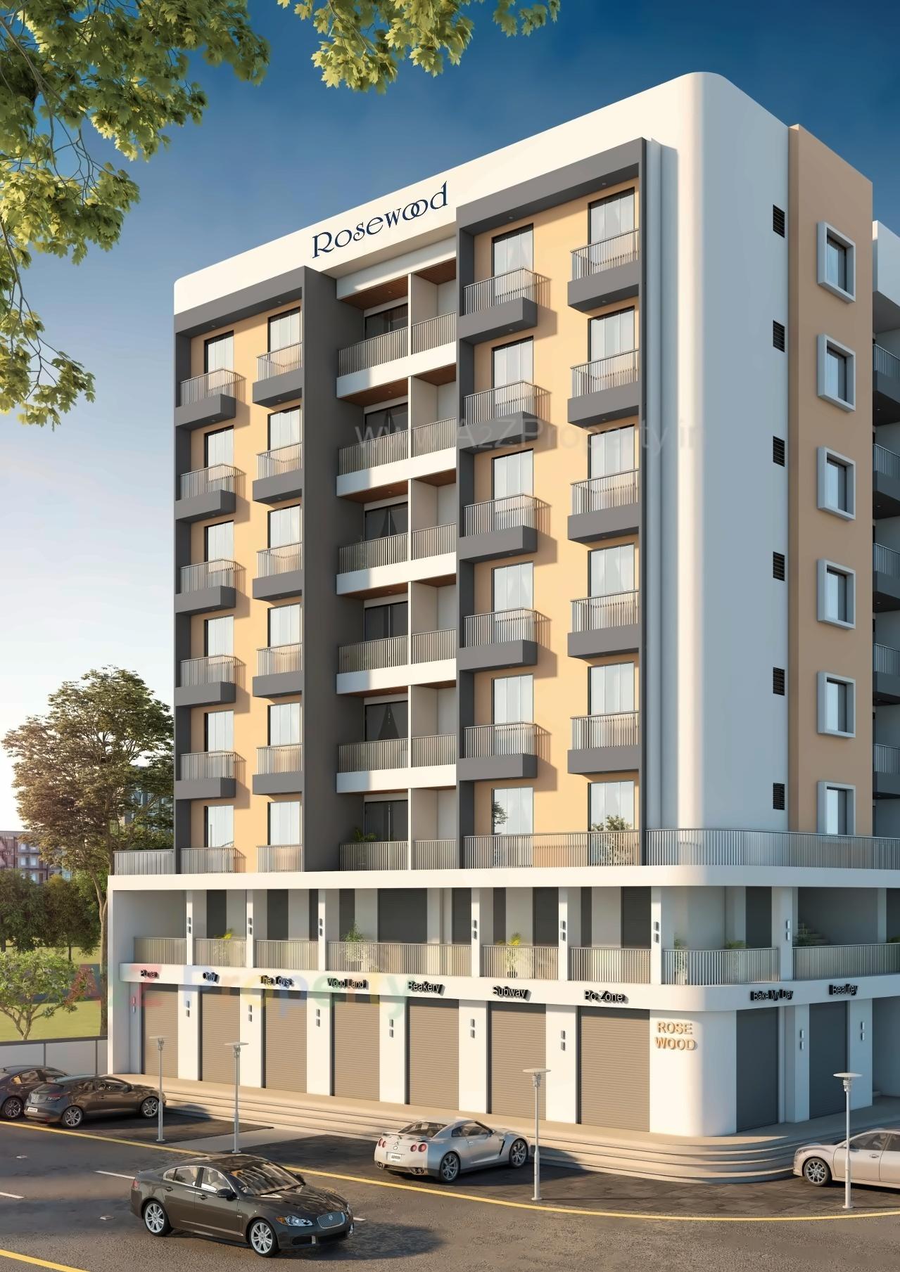 3D Elevation of real estate project Rose Wood located at Bhayli, Vadodara, Gujarat