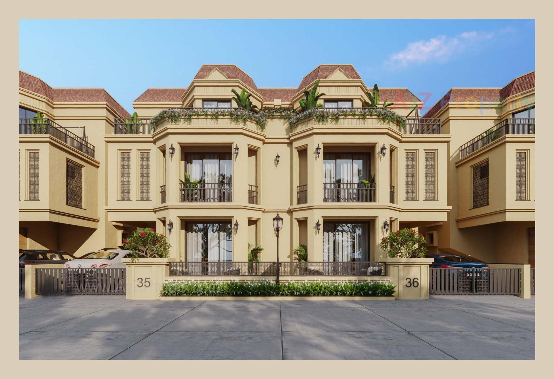 3D Elevation of real estate project Royal Heritage Villa located at Bil, Vadodara, Gujarat