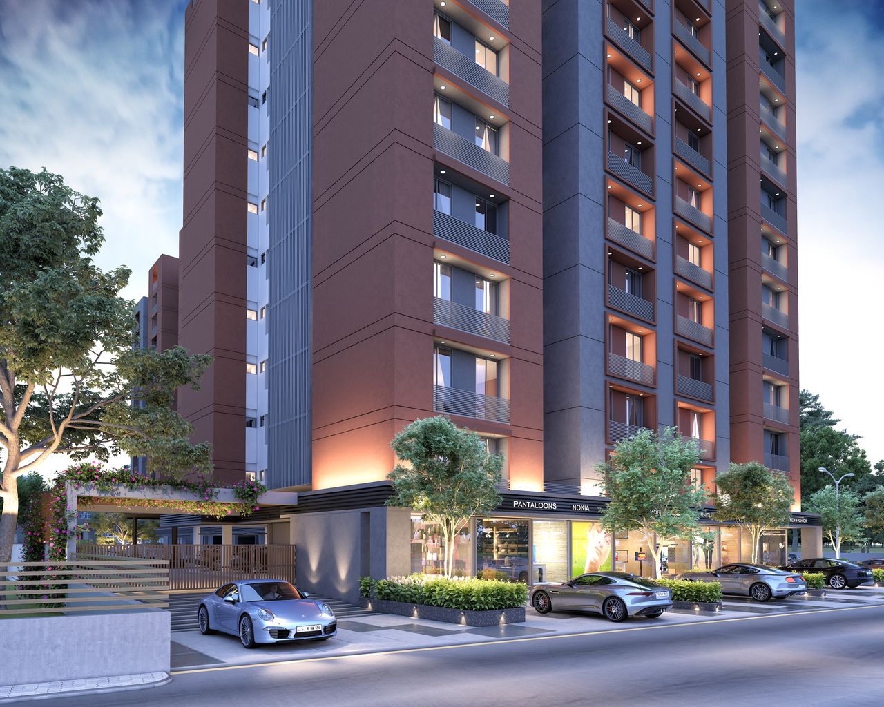 V_cam_j Night View of real estate project Rudra Enclave located at Channi, Vadodara, Gujarat