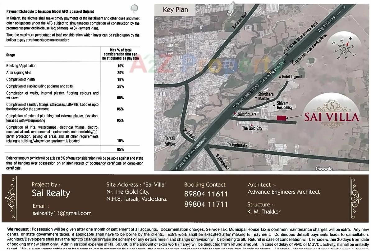  of real estate project Sai Villa located at Tarsali, Vadodara, Gujarat