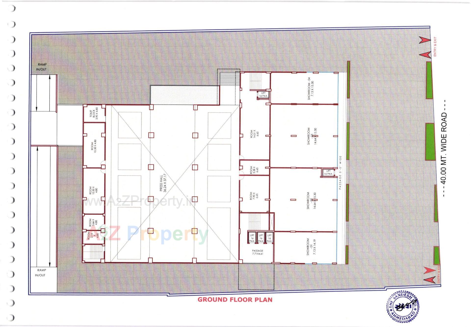Layout of real estate project Sandesh Bhavan located at Nagarwada, Vadodara, Gujarat