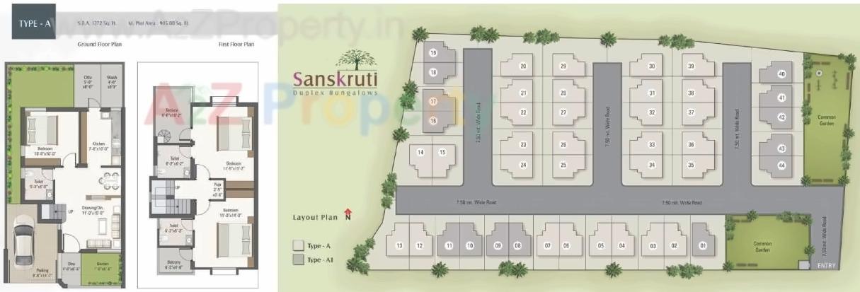 Layout of real estate project Sanskruti Residency located at Vadsar, Vadodara, Gujarat