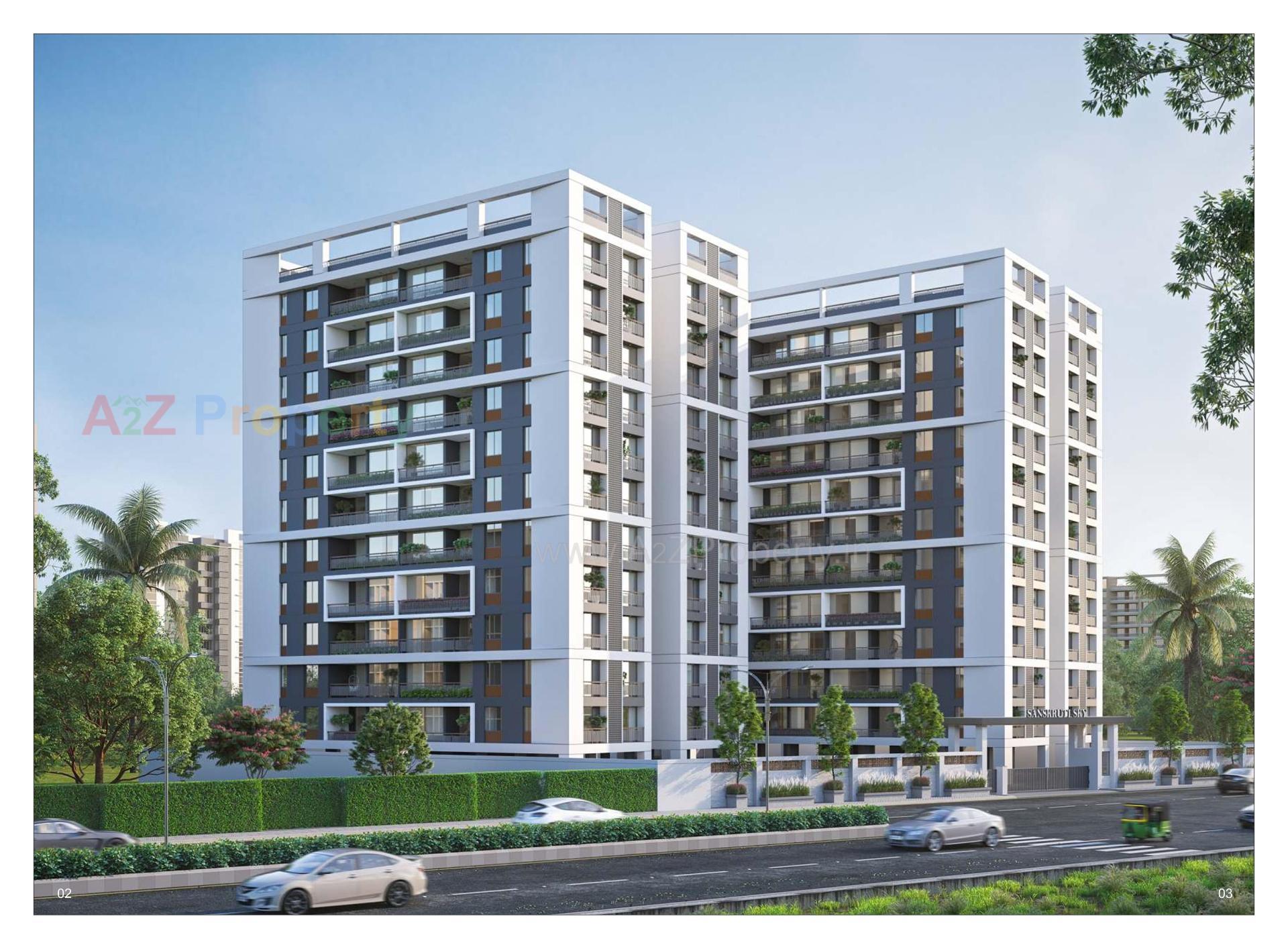 3D Elevation of real estate project Sanskruti Sky located at Chhani, Vadodara, Gujarat